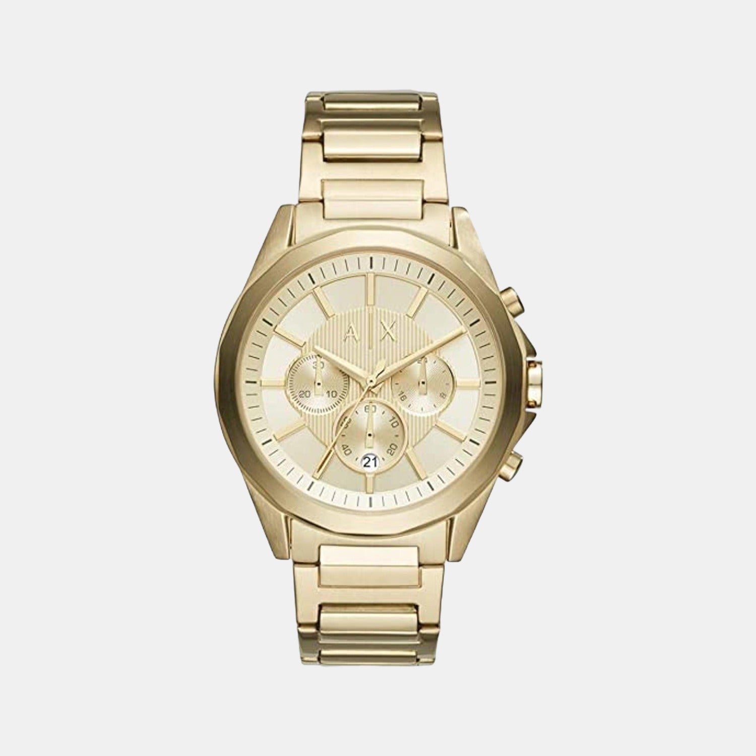 Armani Exchange Drexler Men Quartz Gold Dial Chronograph Stainless Steel Watch AX2602