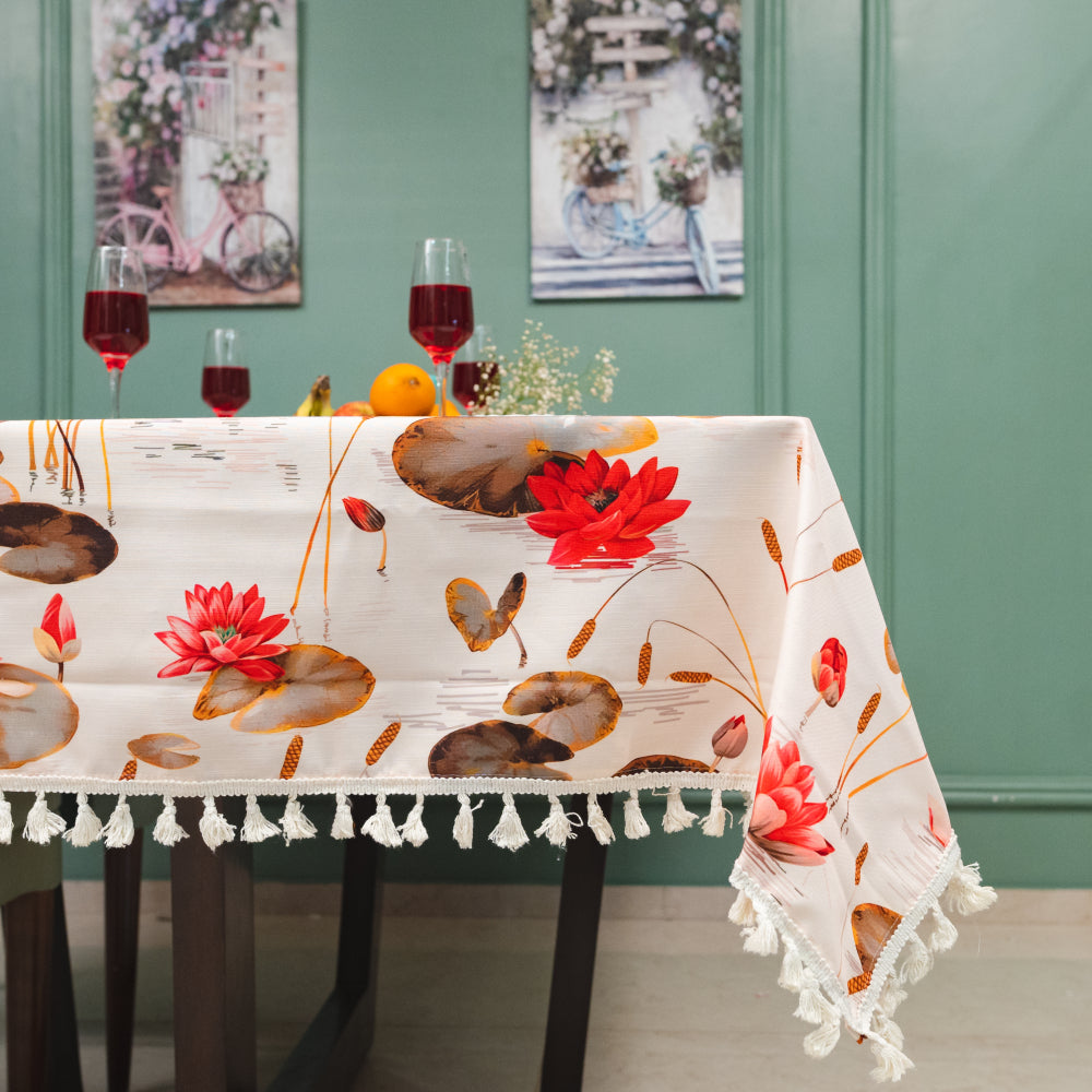 Sicilia anti skid – Urban Space Home Furnishing Sicilia : Anti Skid & Water resistant Linen textured Premium table cover for dining table - Lotus