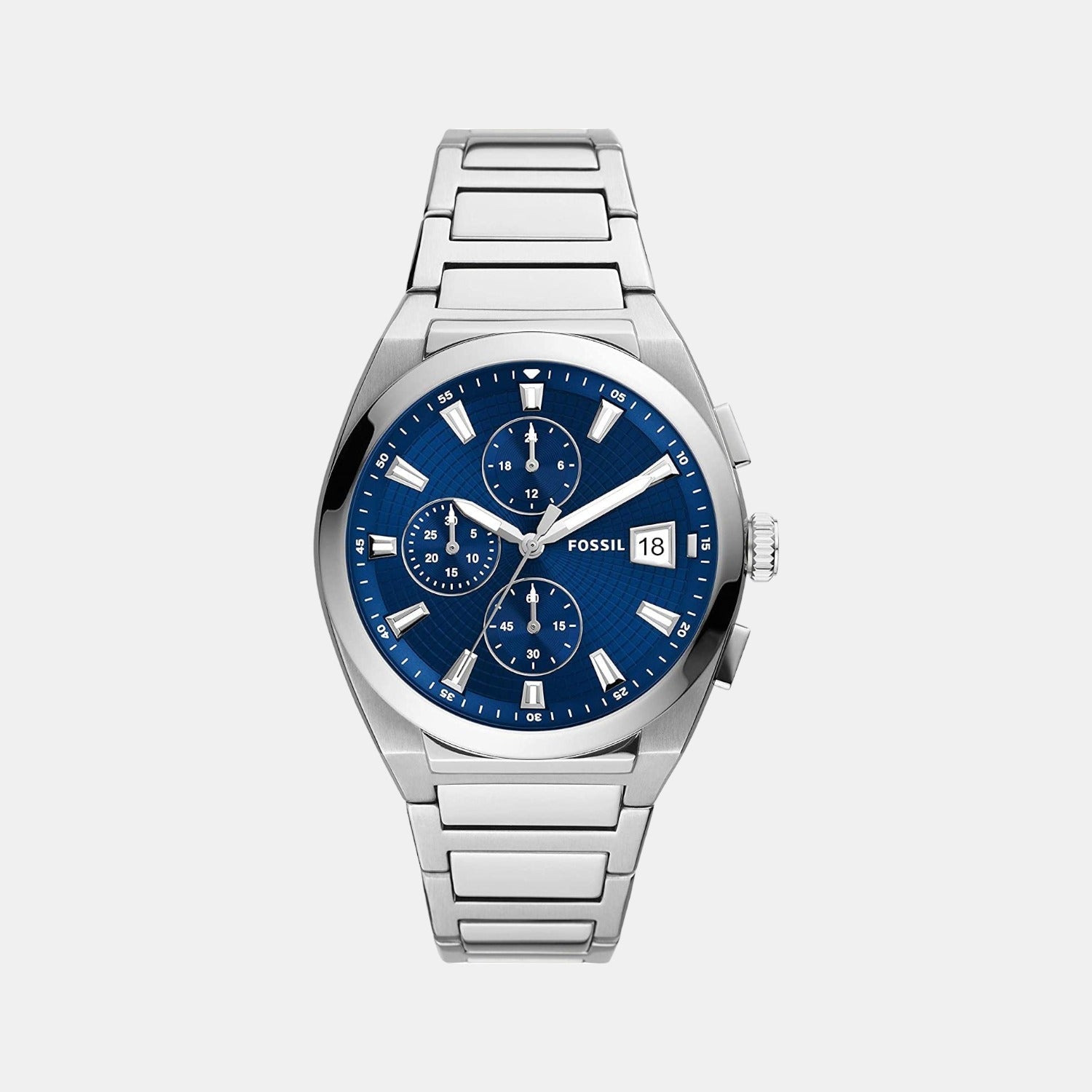 Fossil Everett Men Quartz Blue Dial Chronograph Stainless Steel Watch FS5795