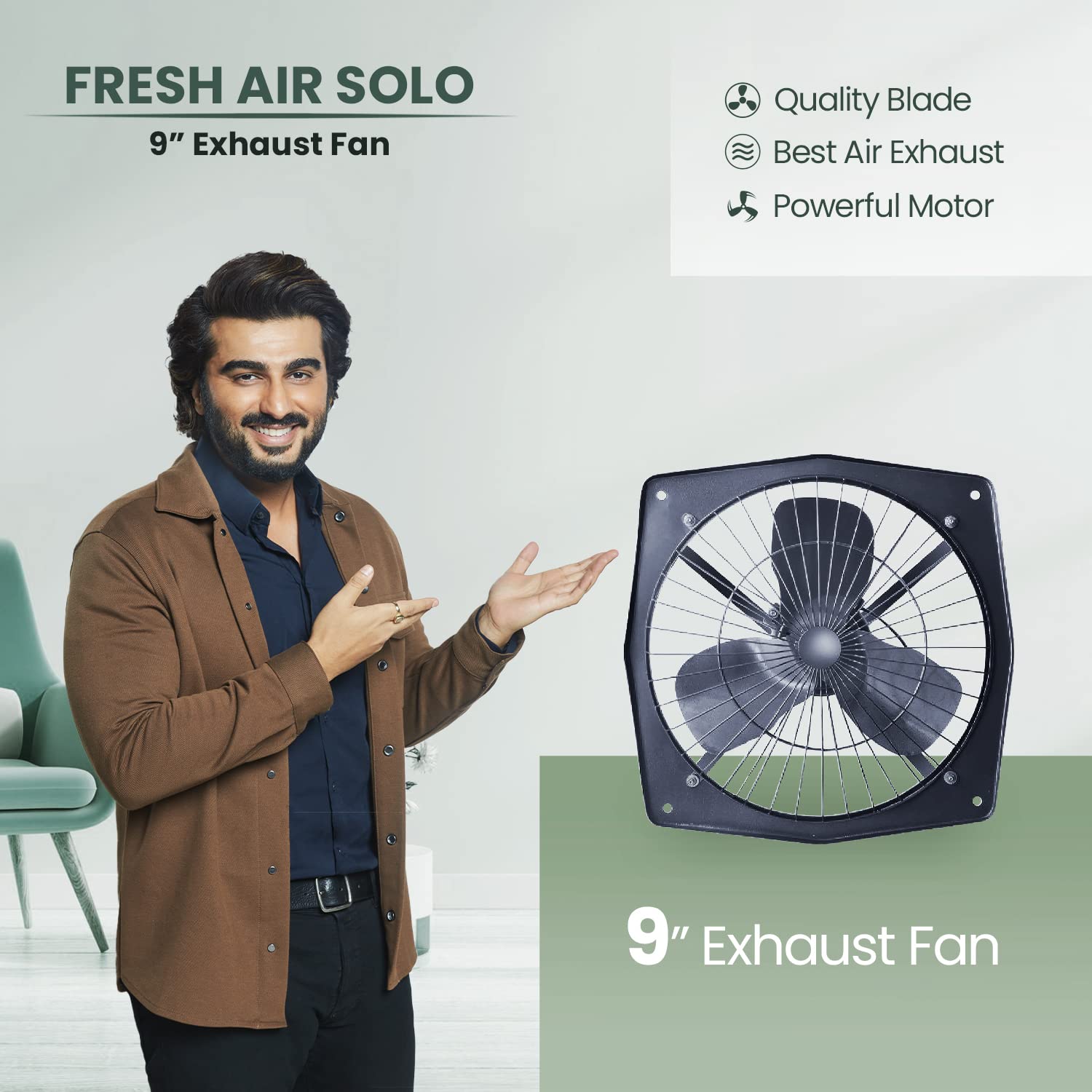 Candes High Speed Solo Fan 9inch / 230 mm 3 Blade Exhaust Fan (Black, Pack of 1) - view 2