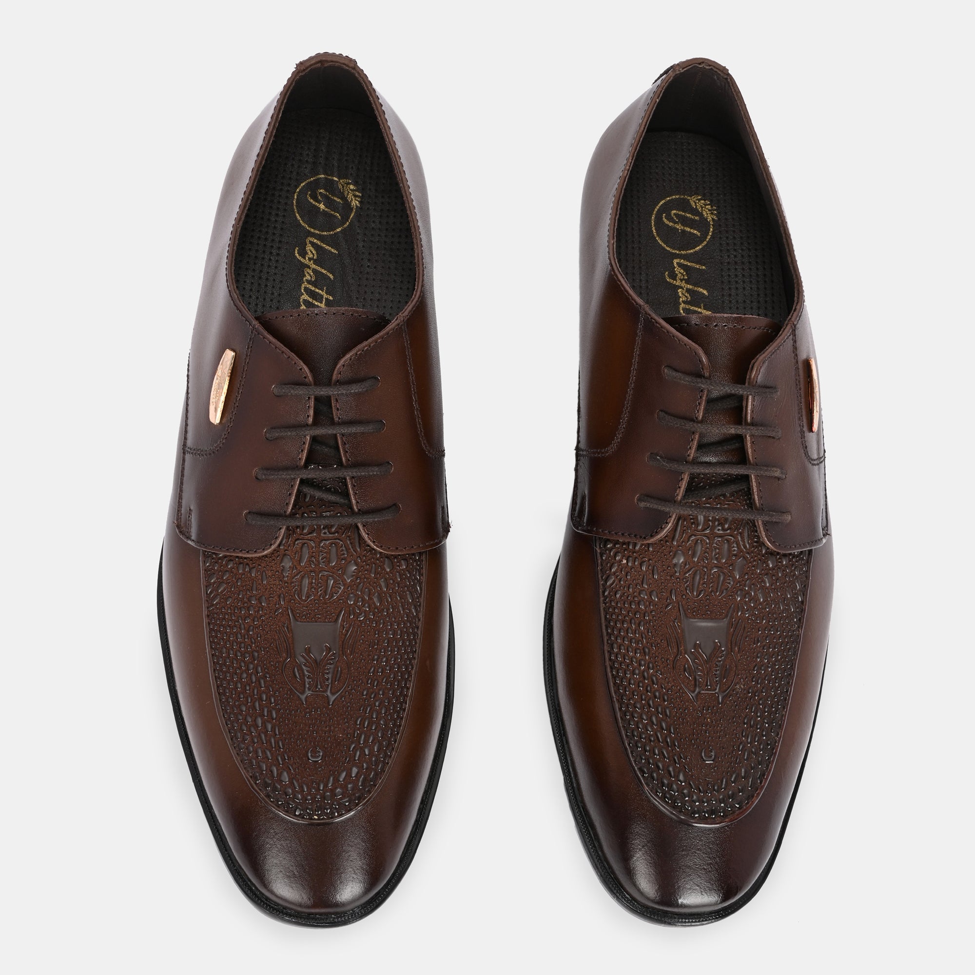 Hand Engraved Lace-Up Shoes by Lafattio – Brown - view 6