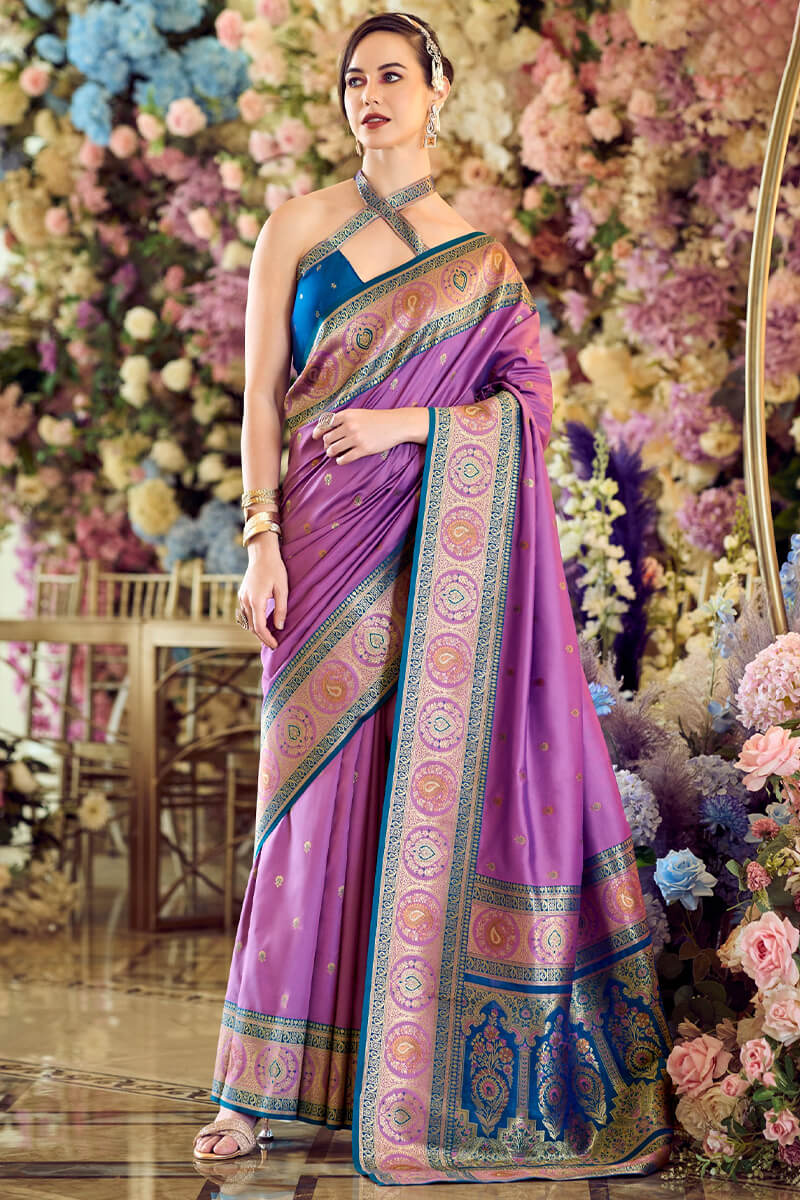Rajpath Fairytale Lavender Soft Banarasi Silk Saree With Supernal Blouse Piece