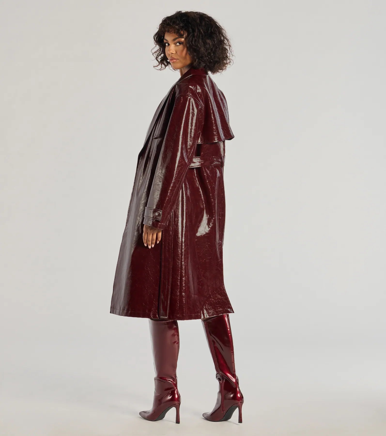 Windsor Chic Authority Faux Leather Trench Coat - view 2