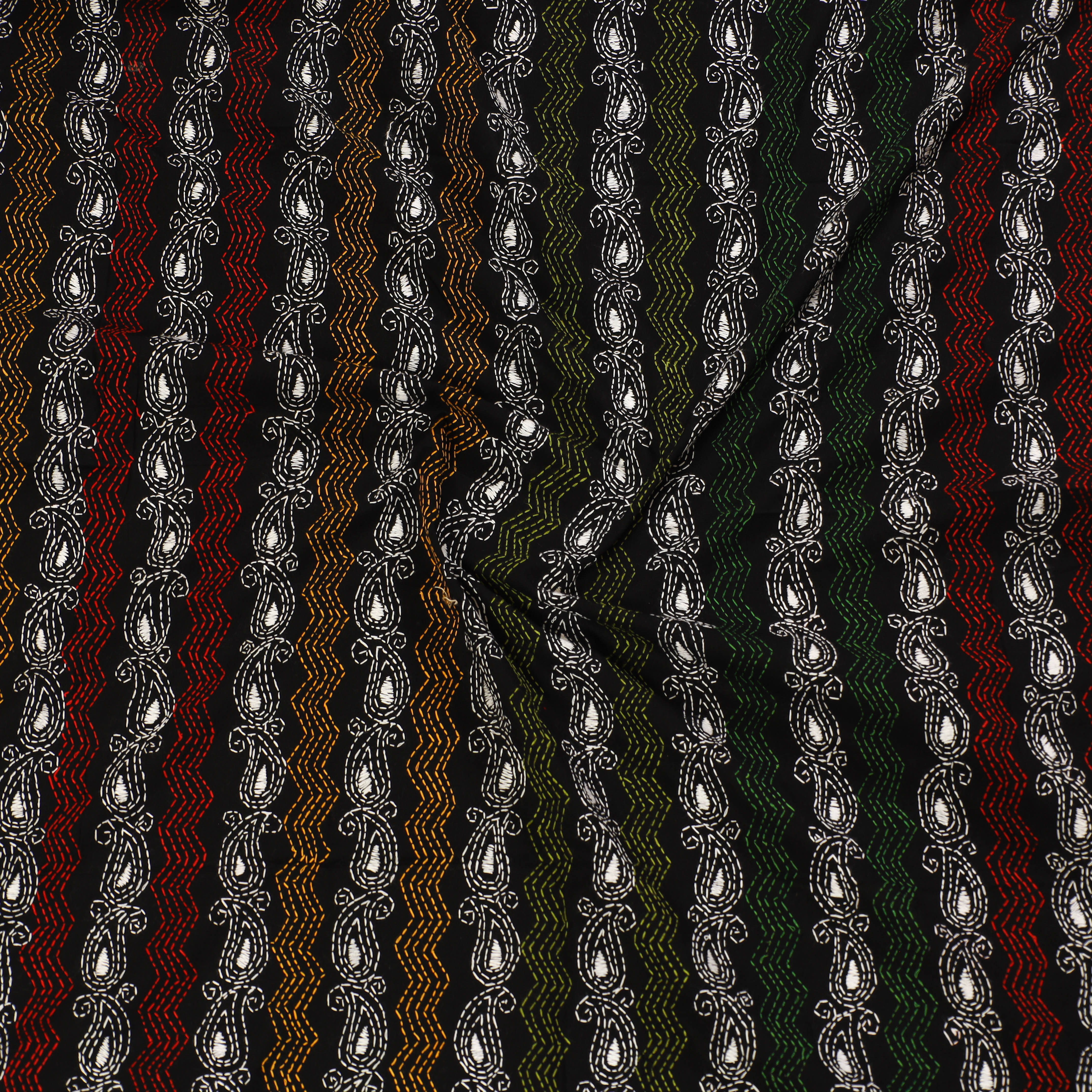 KHUSHBASH - HAPPY LOOM OF EAST Black - Bengal Kantha Embroidery Cotton Blouse Piece 65 - view 3