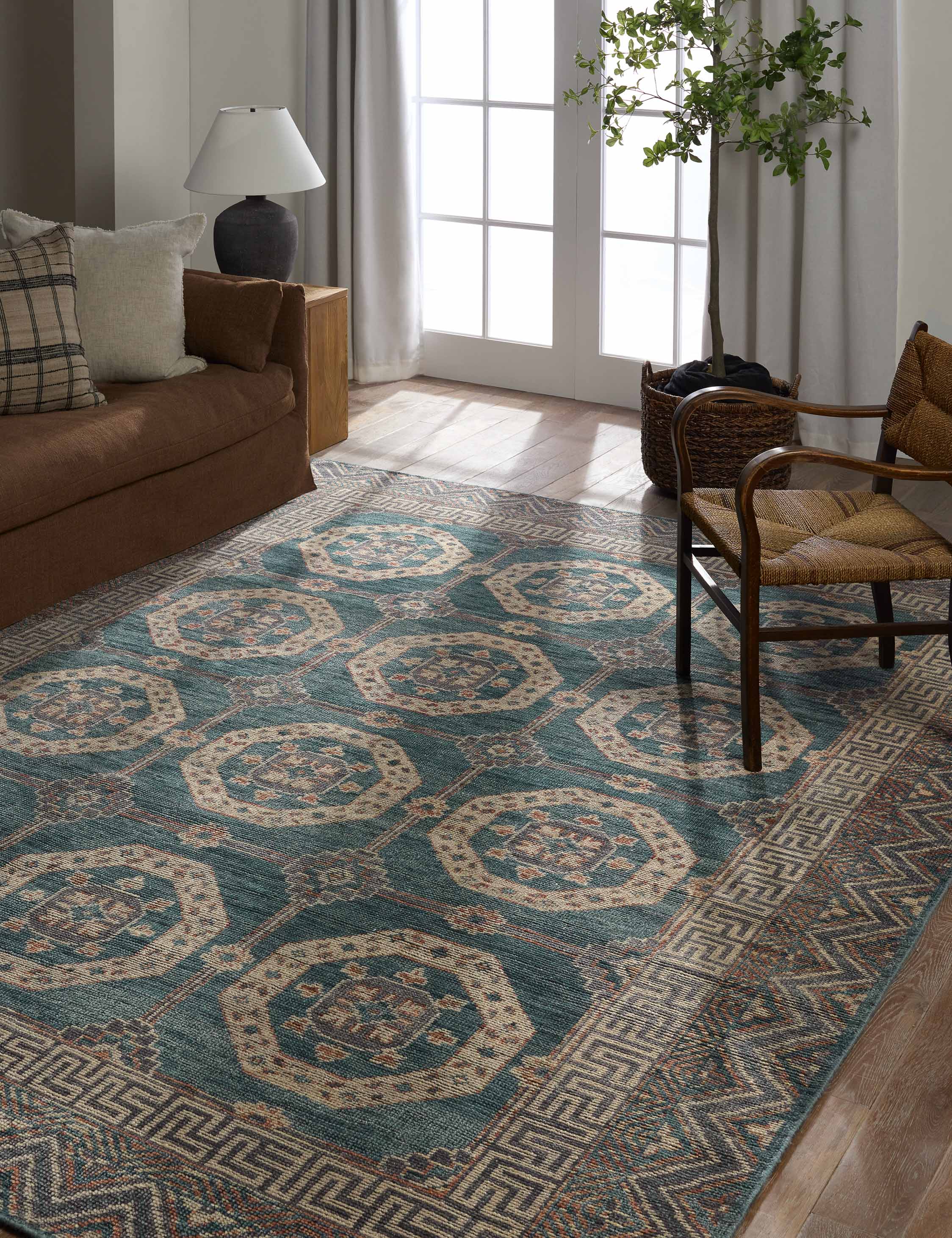 Lulu and Georgia Adil Hand-Knotted Wool Rug – Blue and Red - view 2