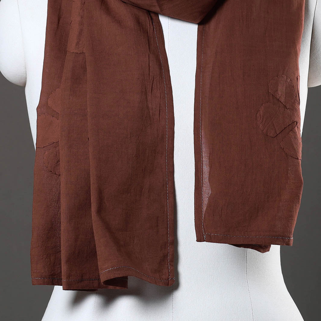 SHADES OF MARUDHARA Brown - Barmer Applique Cut Work Mul Cotton Stole - view 3