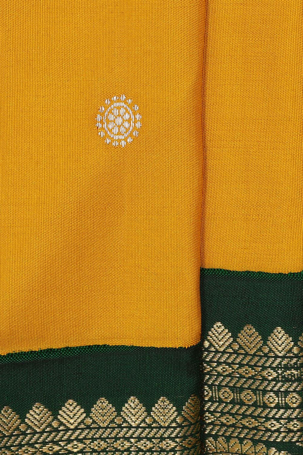 Kalanjali Gadwal Silk Mustard Yellow Saree – Women's - view 2