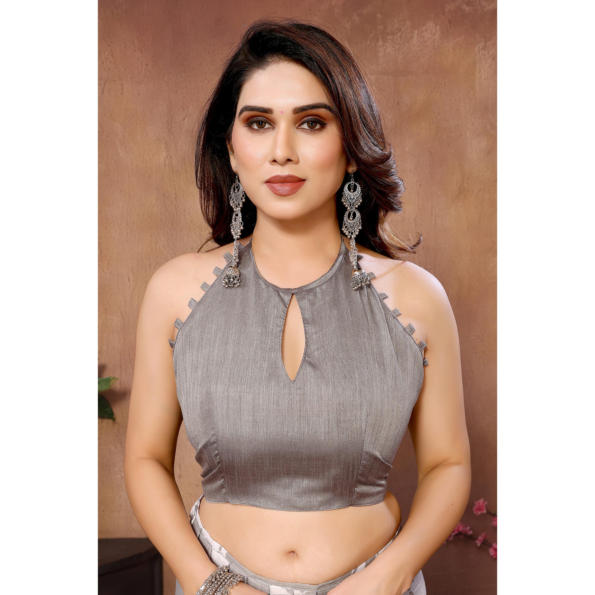 Peachmode Seller Light Grey Woven With Printed Ready To Wear Georgette Saree - view 8