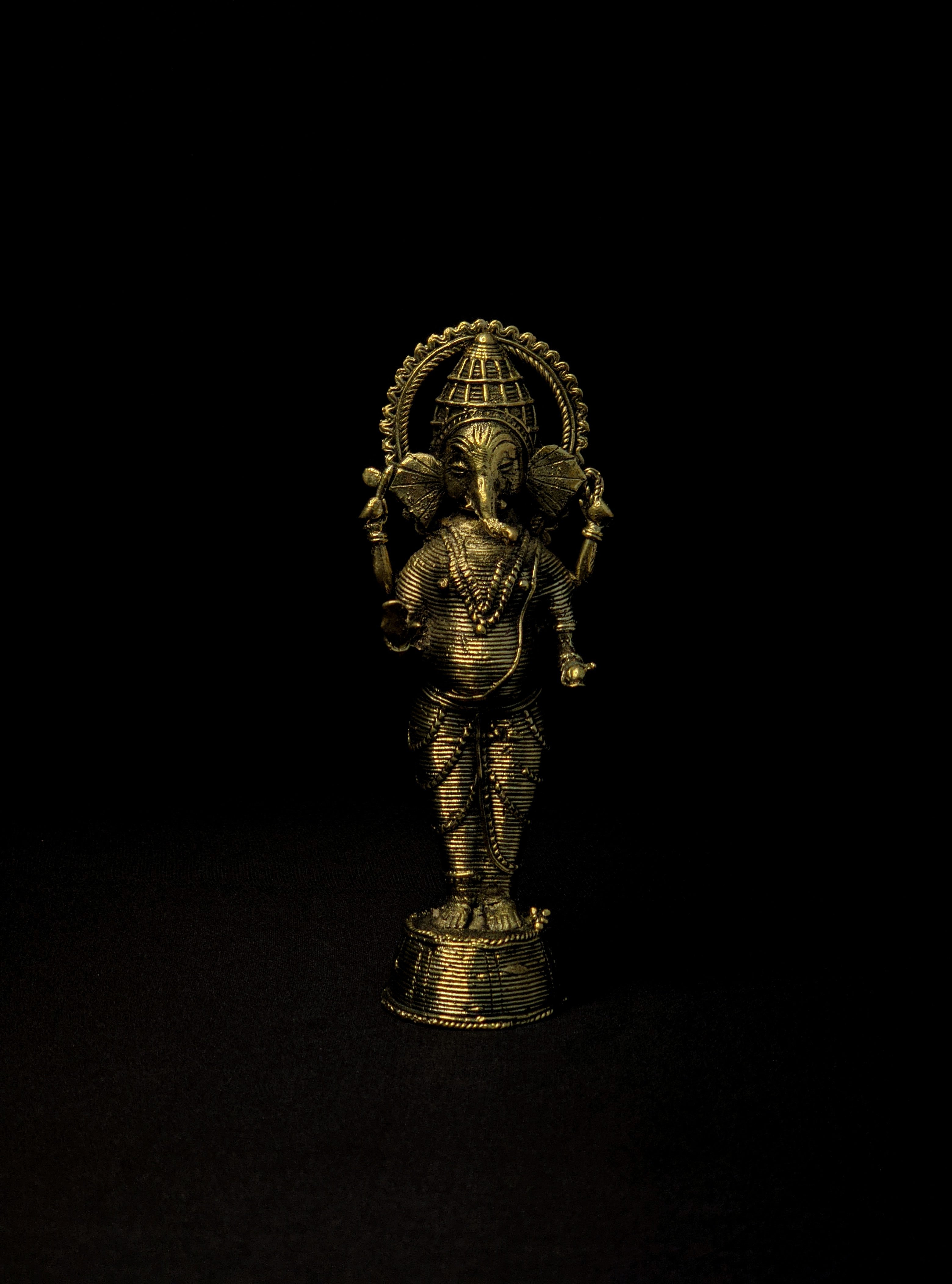 IndianVillèz Handmade Dhokra Standing Shri Ganesh