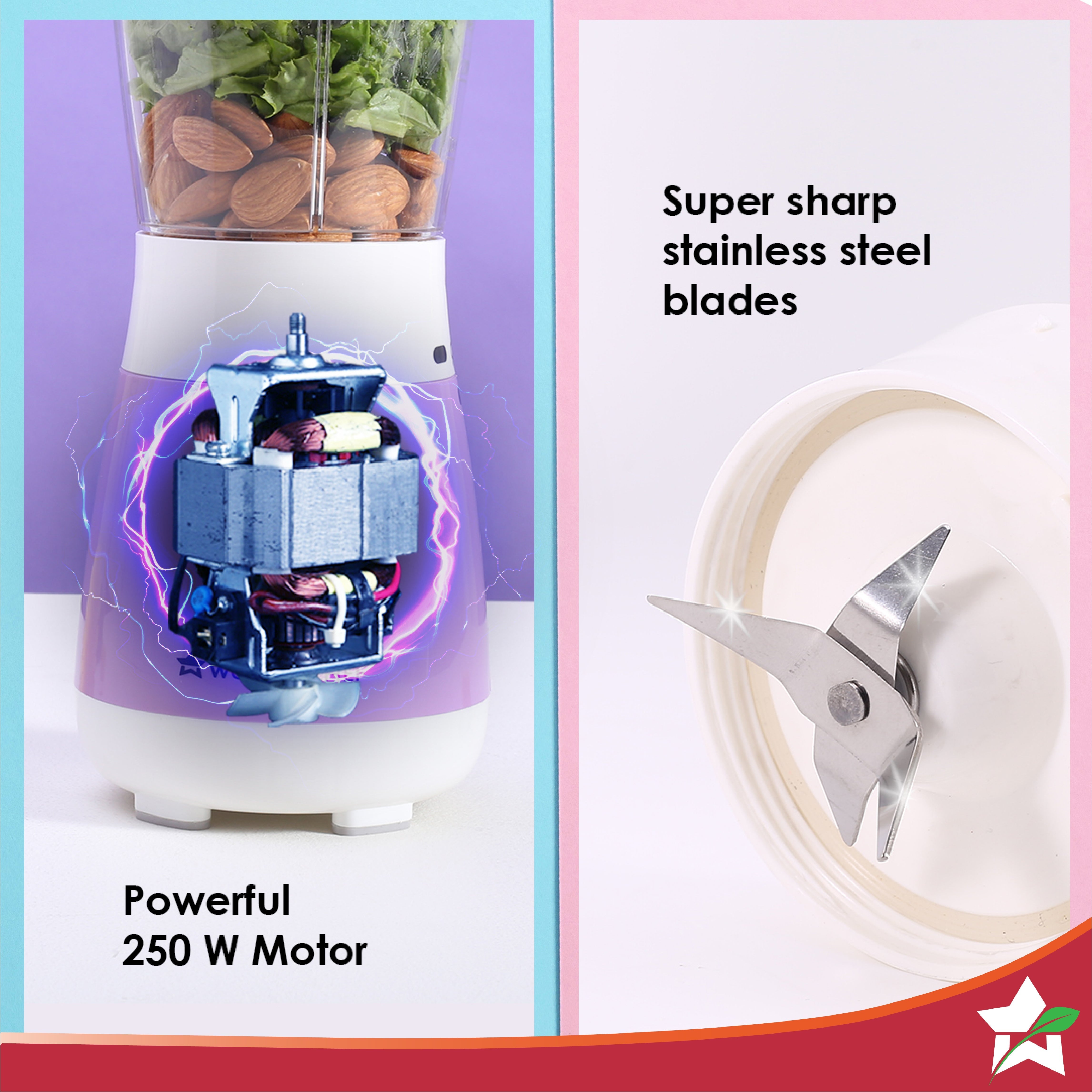 Wonderchef Renewed Orchid Personal Blender, 250W Copper Motor, 600ml Transparent Jar, Stainless - view 6