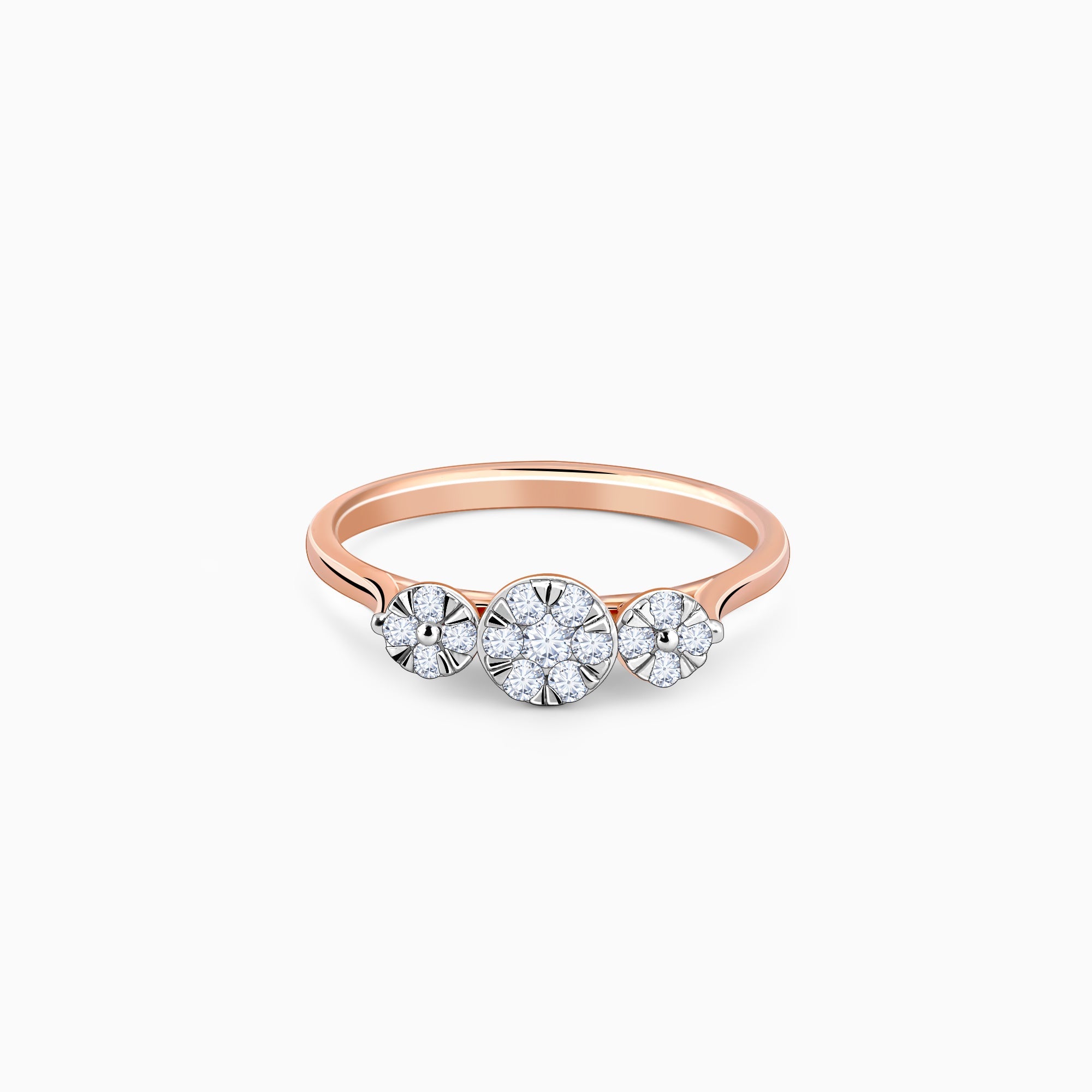 GIVA Jewellery Rose Gold Troika Diamond Ring