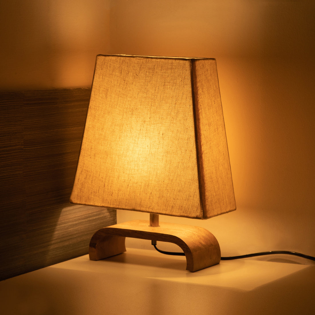 EXCLUSIVELANE 'Stacked Geometry' Decorative Wooden Table Lamp (13.1 Inches) - view 2