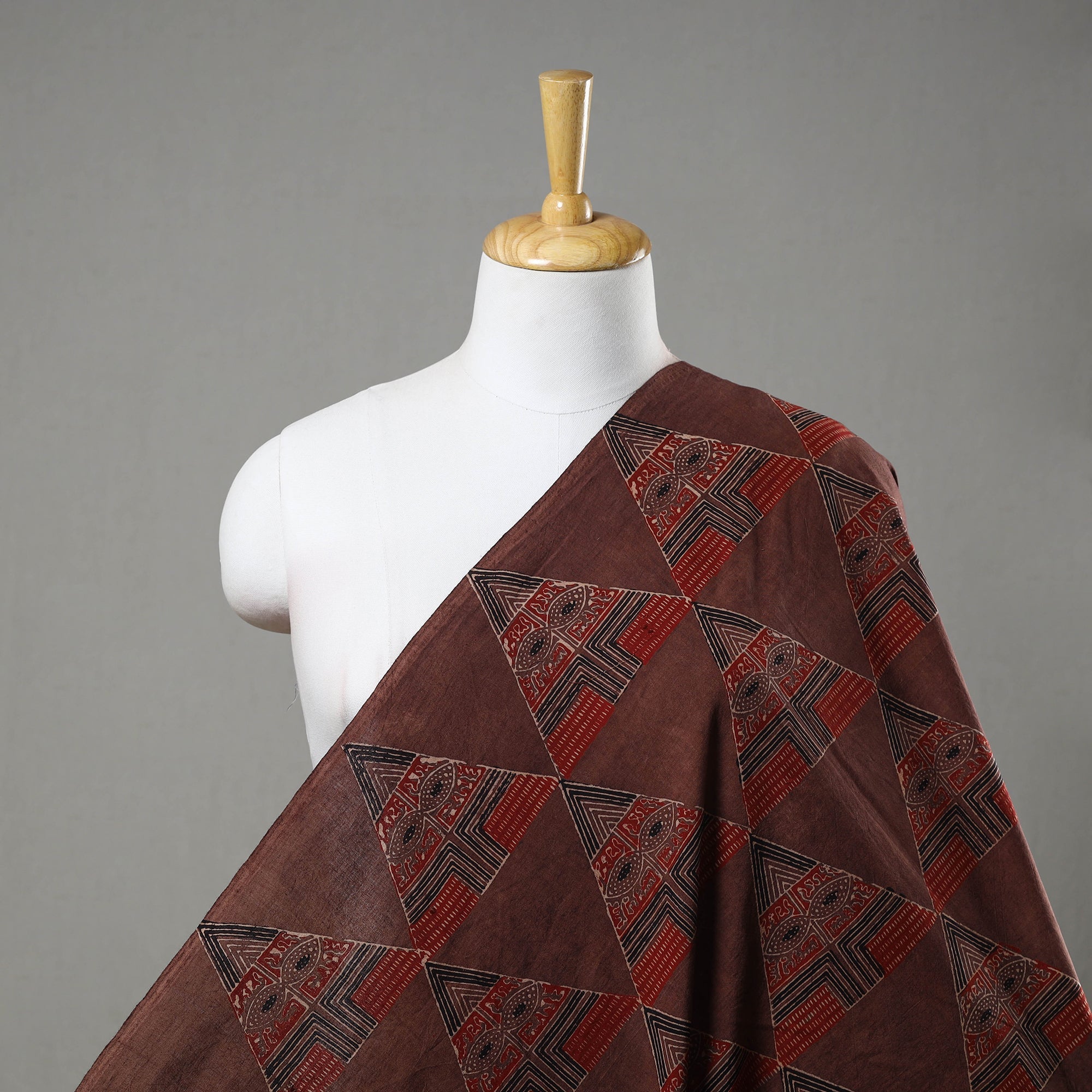 KACHCHH JI CHHAAP Brown - Pure Cotton Ajrakh Print Fabric 16
