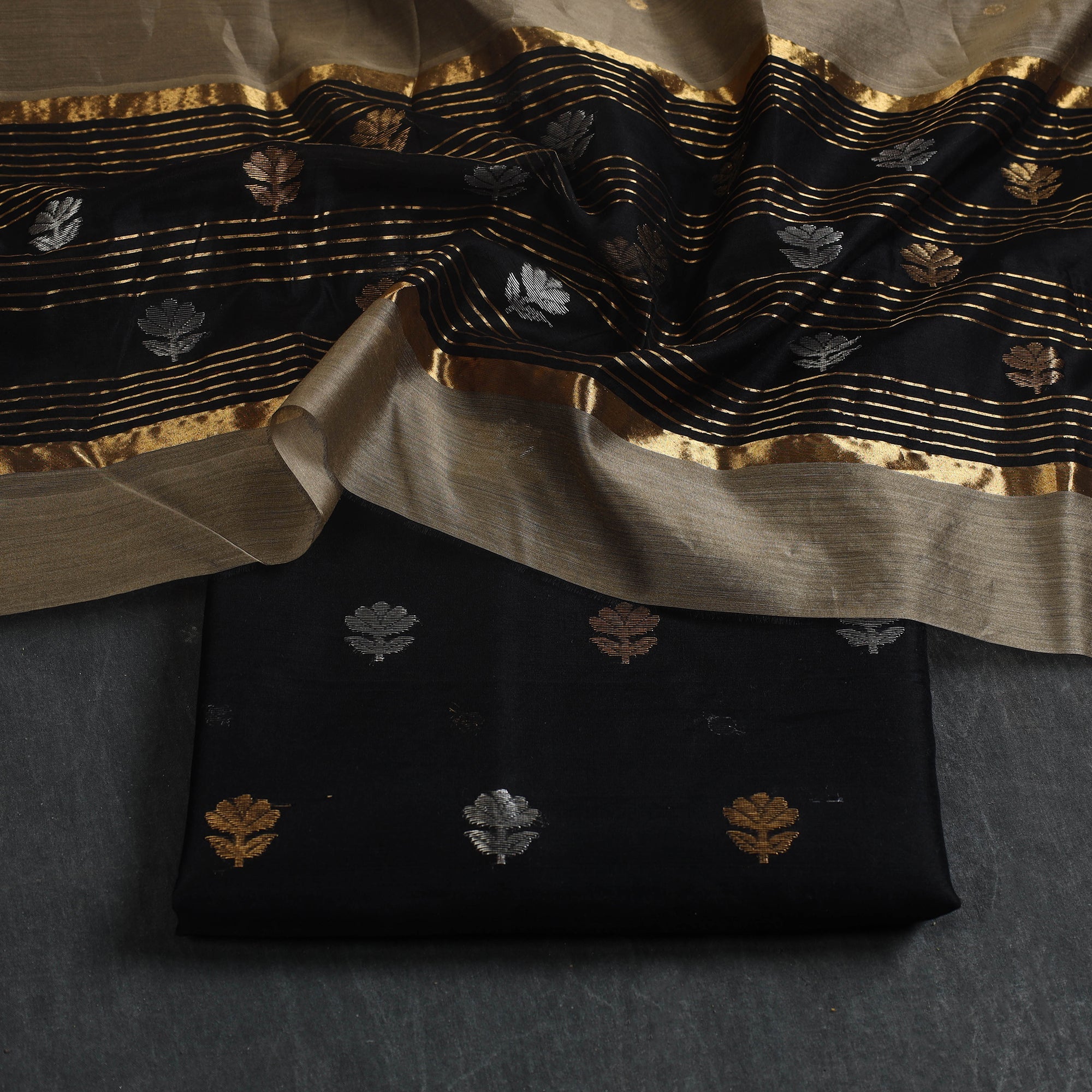 CHANDERI BY RAUPH KHAN 2pc Zari Buti Handloom Chanderi Silk Dress Material 11 - view 2