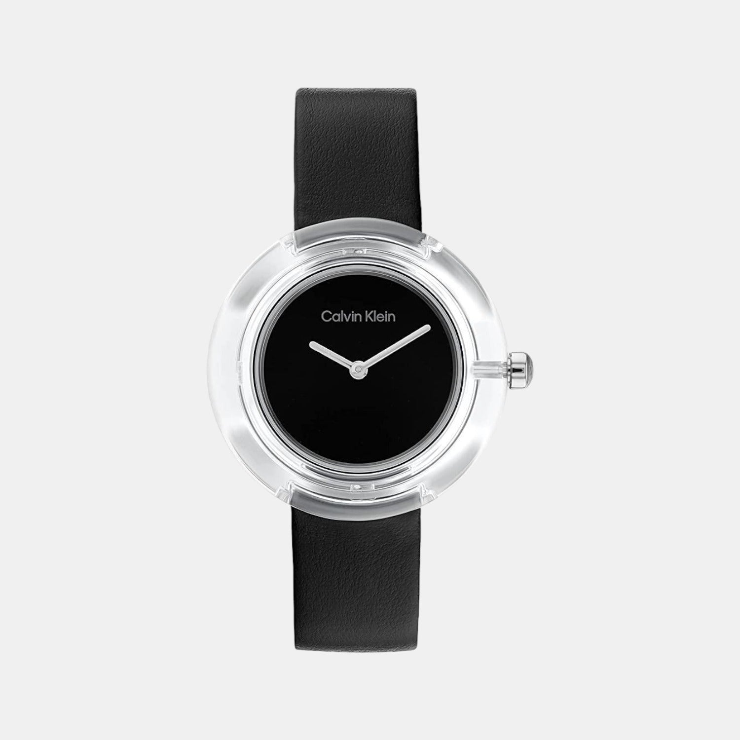 Calvin Klein Circular Women Quartz Black Dial Analog Leather Watch 25200020
