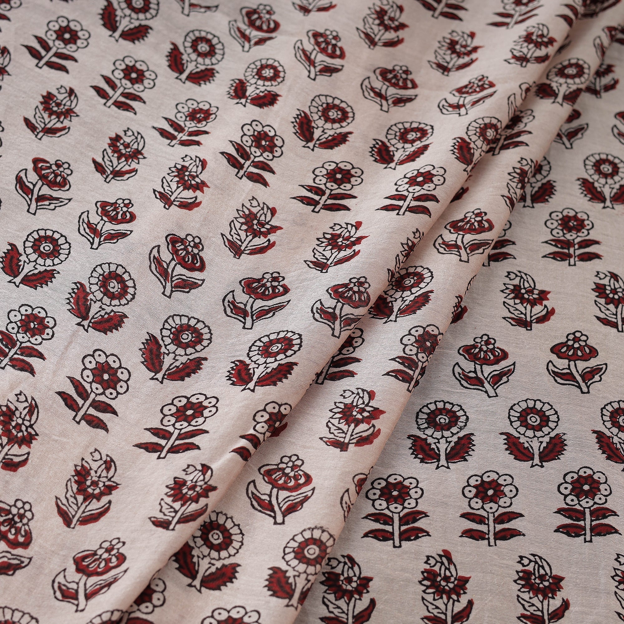 BAGH PRINTS BY UMAR FARUK KHATRI Beige - Chanderi Silk Bagh Print Fabric 02 - view 2