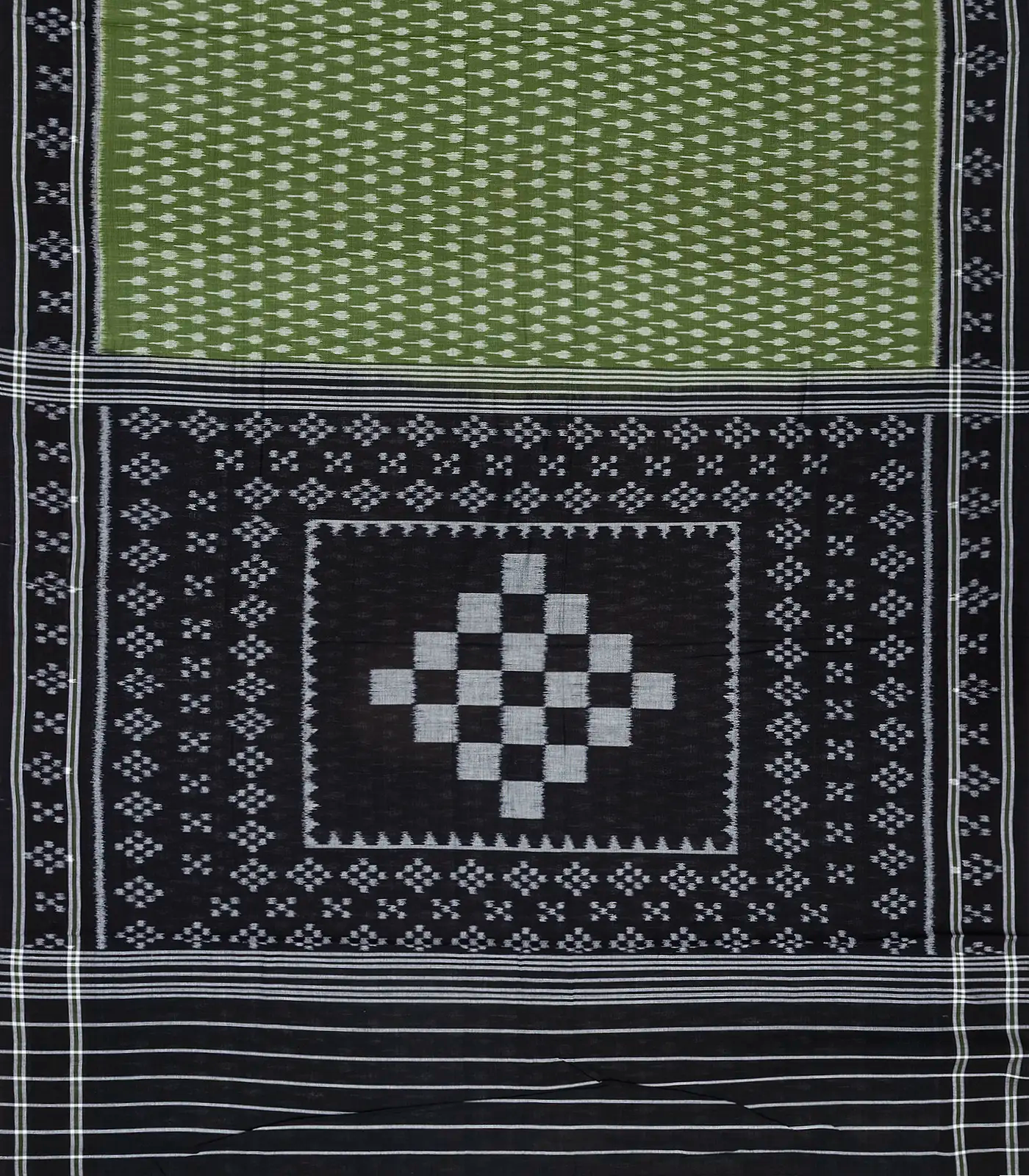 RmKV Green Handloom Orissa Cotton Saree With Black Border - view 2