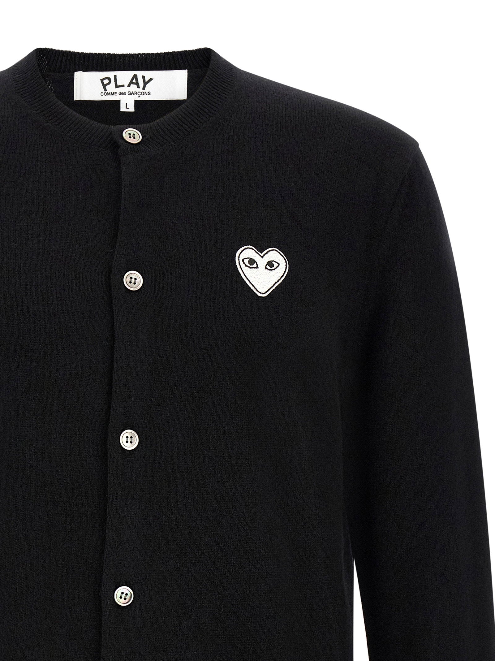 Comme Des Garçons Play Wool Cardigan With Heart Patch - view 3