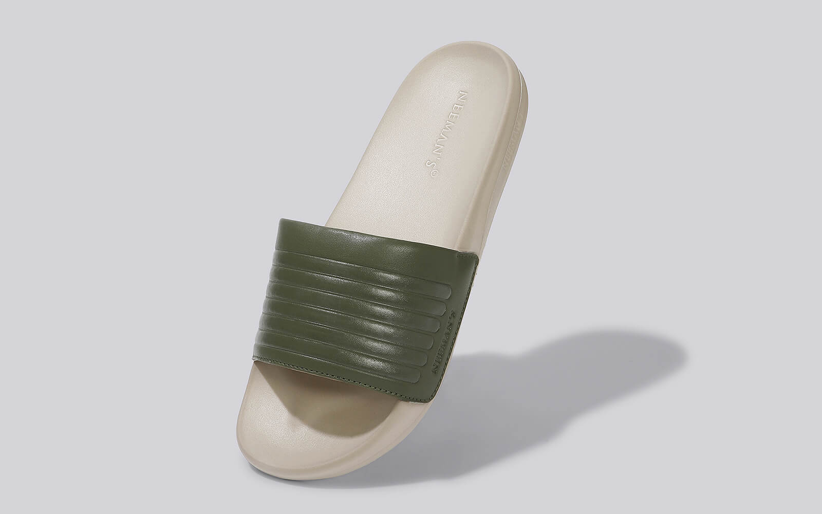 Neeman's FootBed Slides for Men : Olive Beige