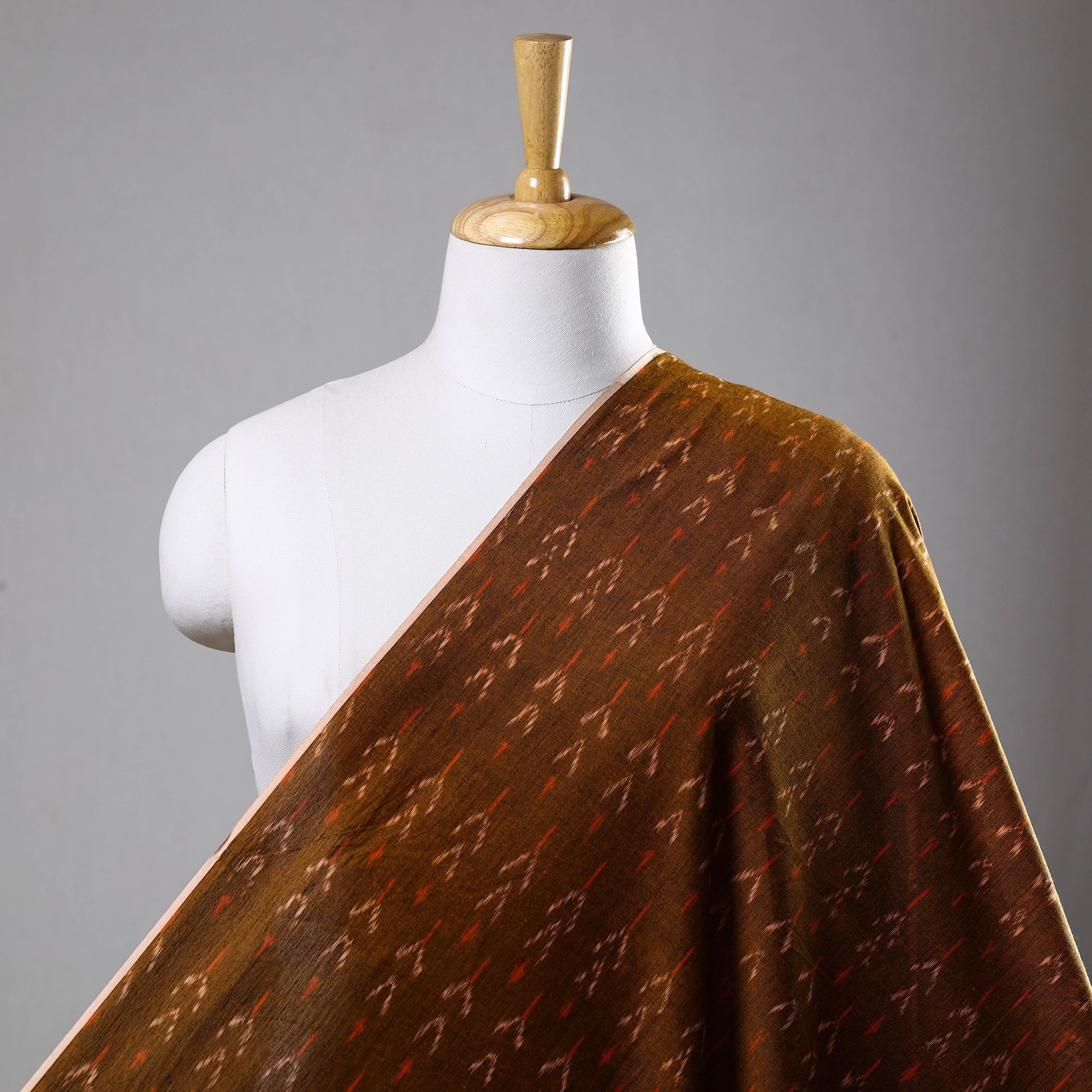 SOUTH KARGHA Brown - Mercerised Cotton Pochampally Ikat Fabric 15