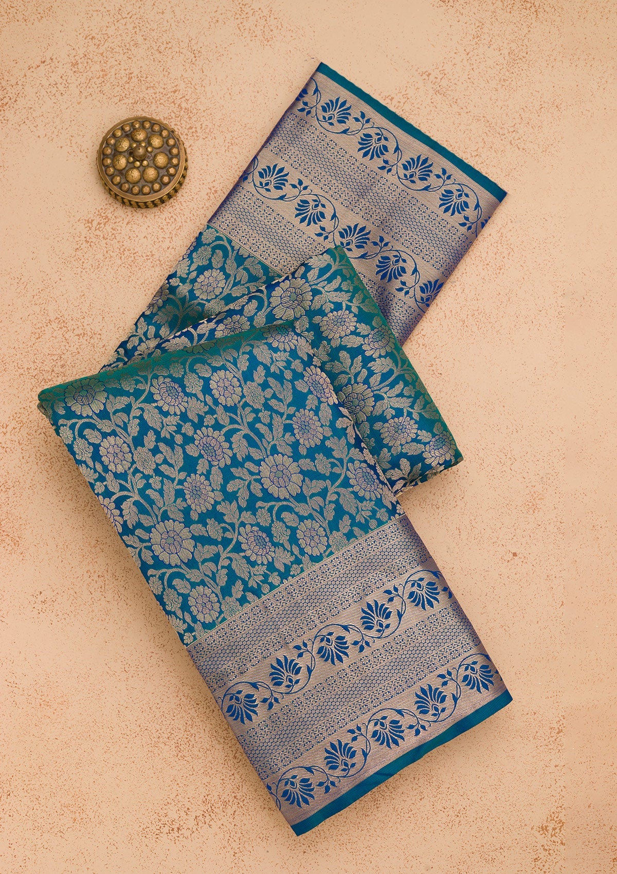 Koskii Navy Blue Zariwork Pure Silk Saree – Women's