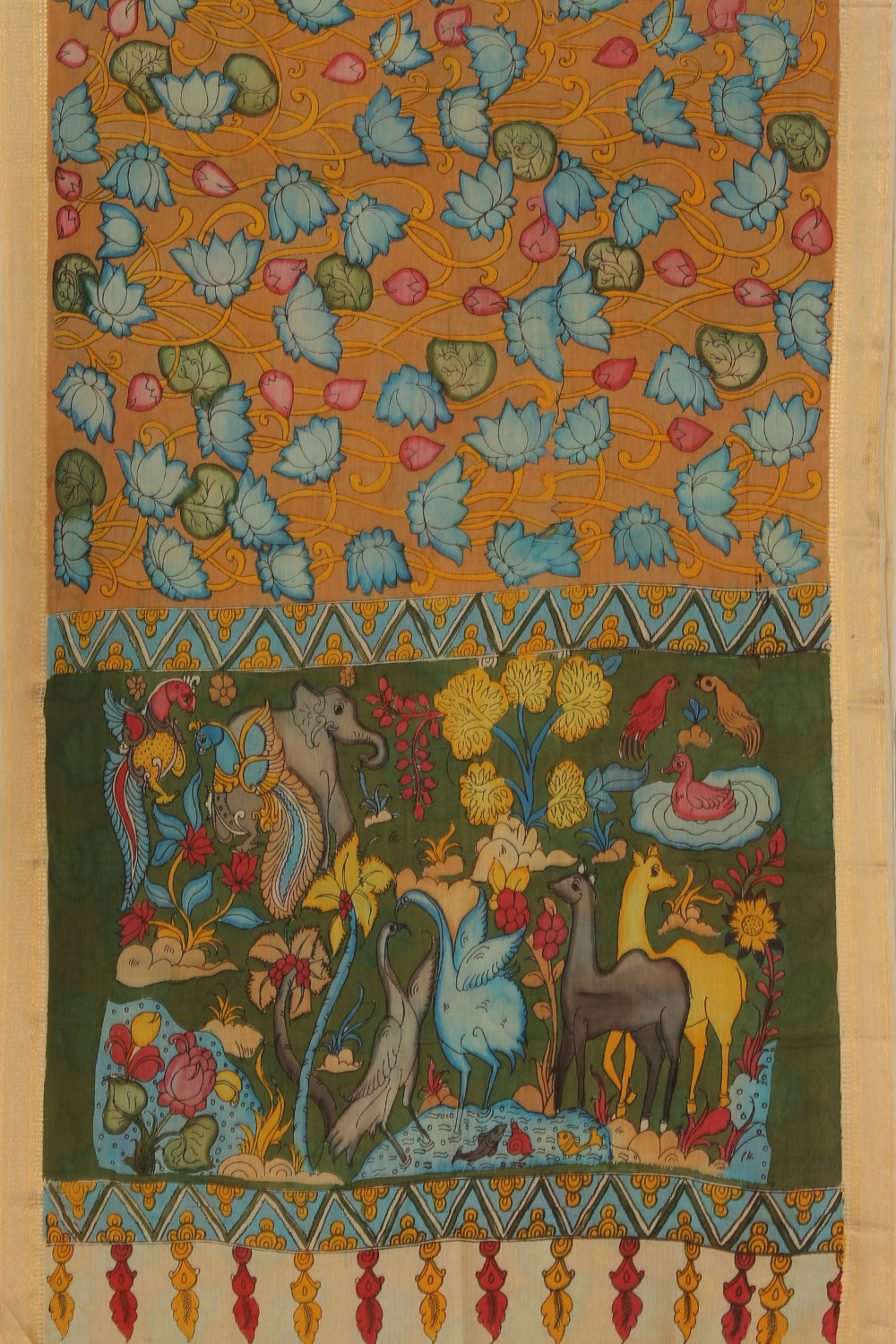 Kalanjali Kalamkari Hand-Painted Brown Saree – Women's - view 3