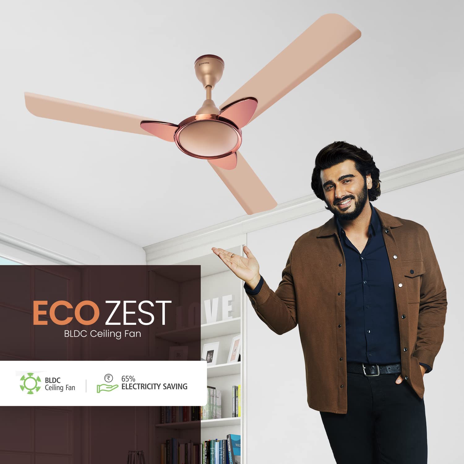 Candes Eco Zest Energy saving Designer 1200 mm / 48 inch Anti-Rust BLDC Ceiling Fan With Remote (2 Years Warranty) (Coffee Brown) - view 2