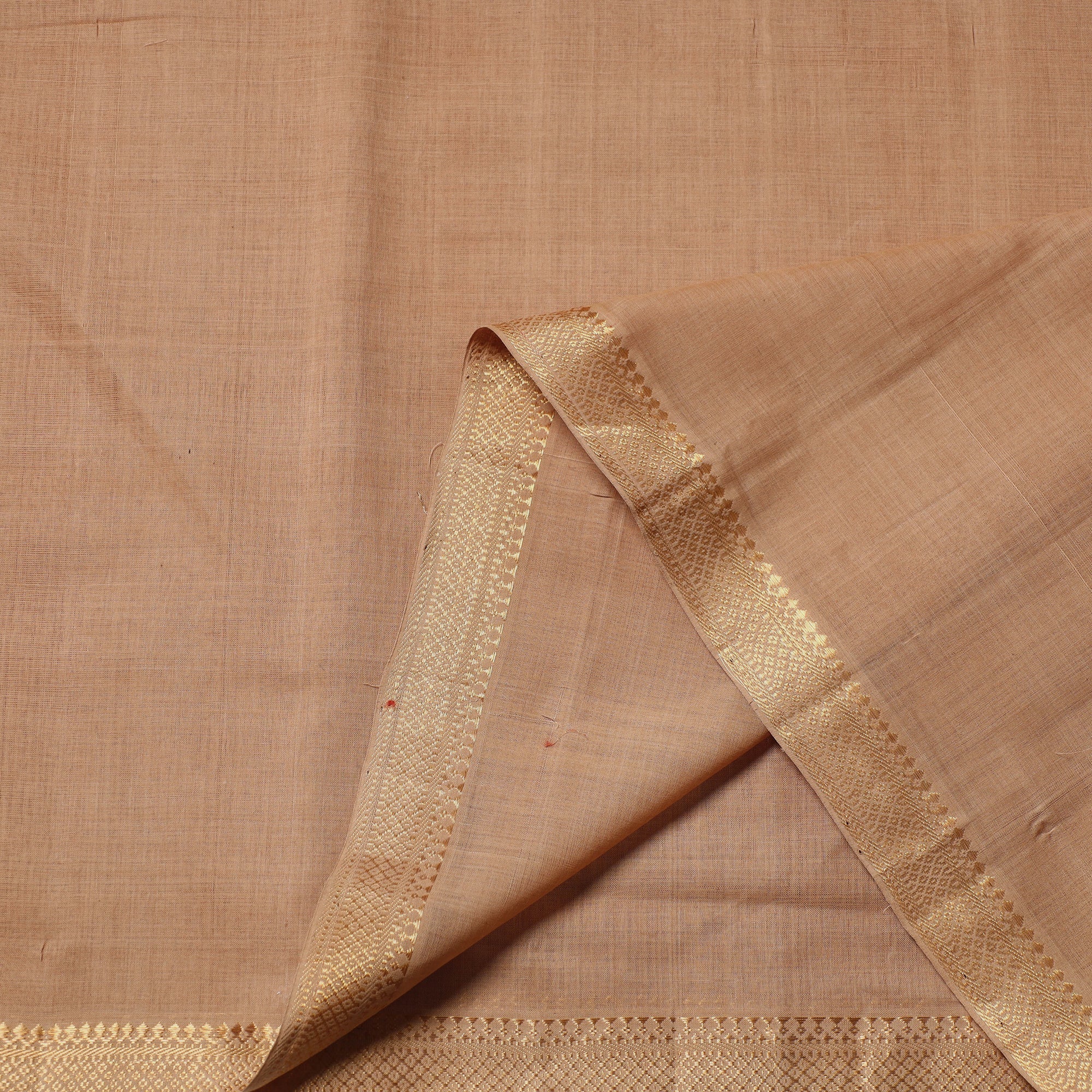 SOUTH KARGHA Brown - Mangalagiri Handloom Cotton Nizam Zari Border Fabric - view 4