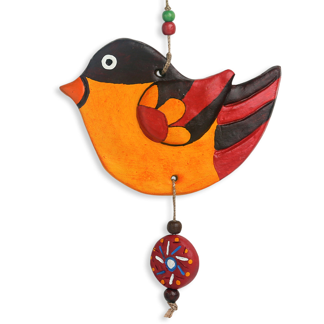 EXCLUSIVELANE 'Feathered Sparrows' Handmade & Handpainted Terracotta Decorative Wall Hangings (Set of 2) - view 4