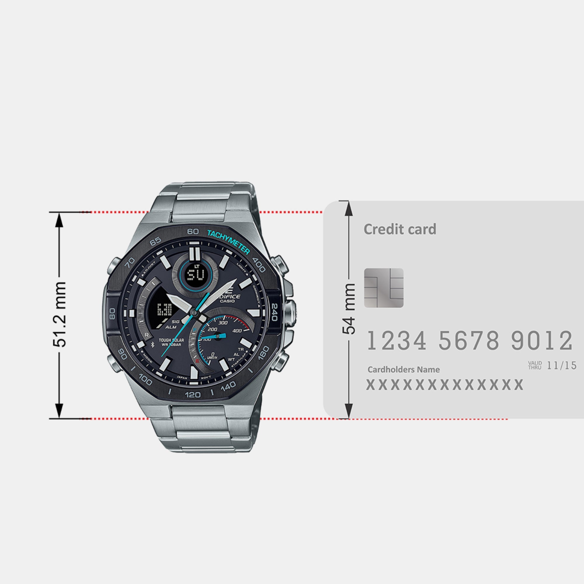 Casio Edifice Men Quartz Black Dial Analog-Digital Stainless Steel Watch EX554 - view 6