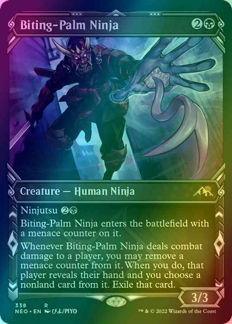 Biting-palm ninja 338 – Magic Biting-Palm Ninja [338] [Ninja Showcase] [Kamigawa: Neon Dynasty] [Foil]
