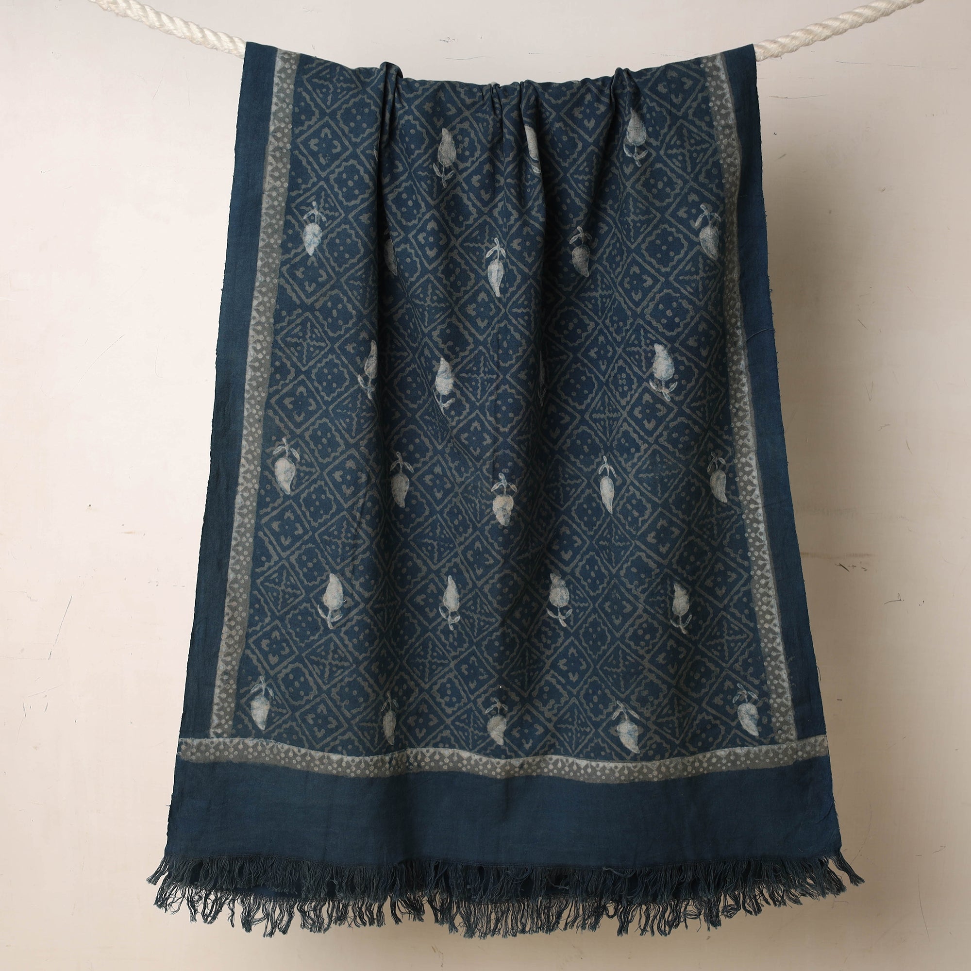 ITOKRI CRAFTS INITIATIVE Blue - Akola Block Printed Pure Handloom Cotton Towel - view 2