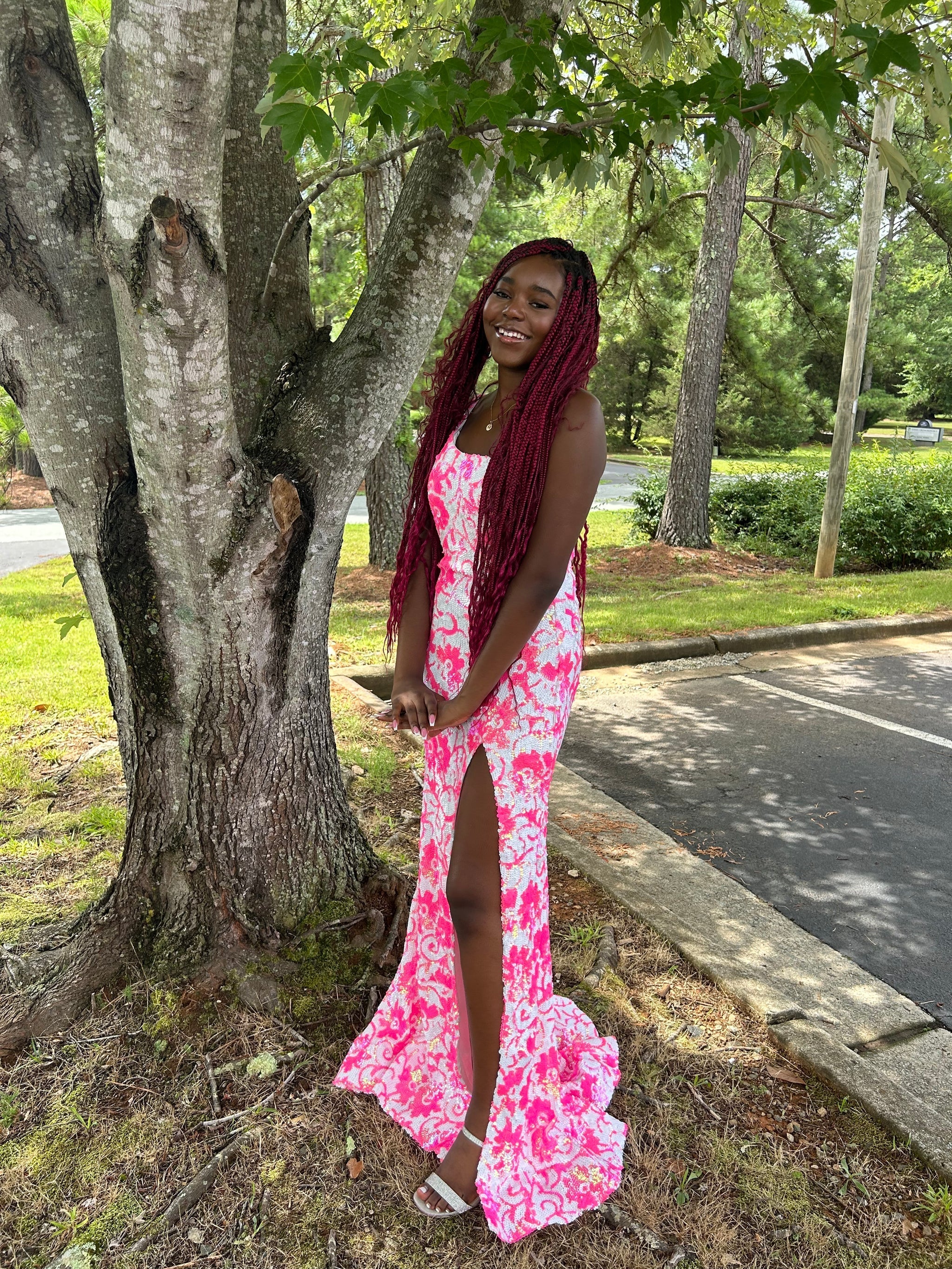 Sequin Fitted One Shoulder Slit Gown by Jovani 08256 - view 11