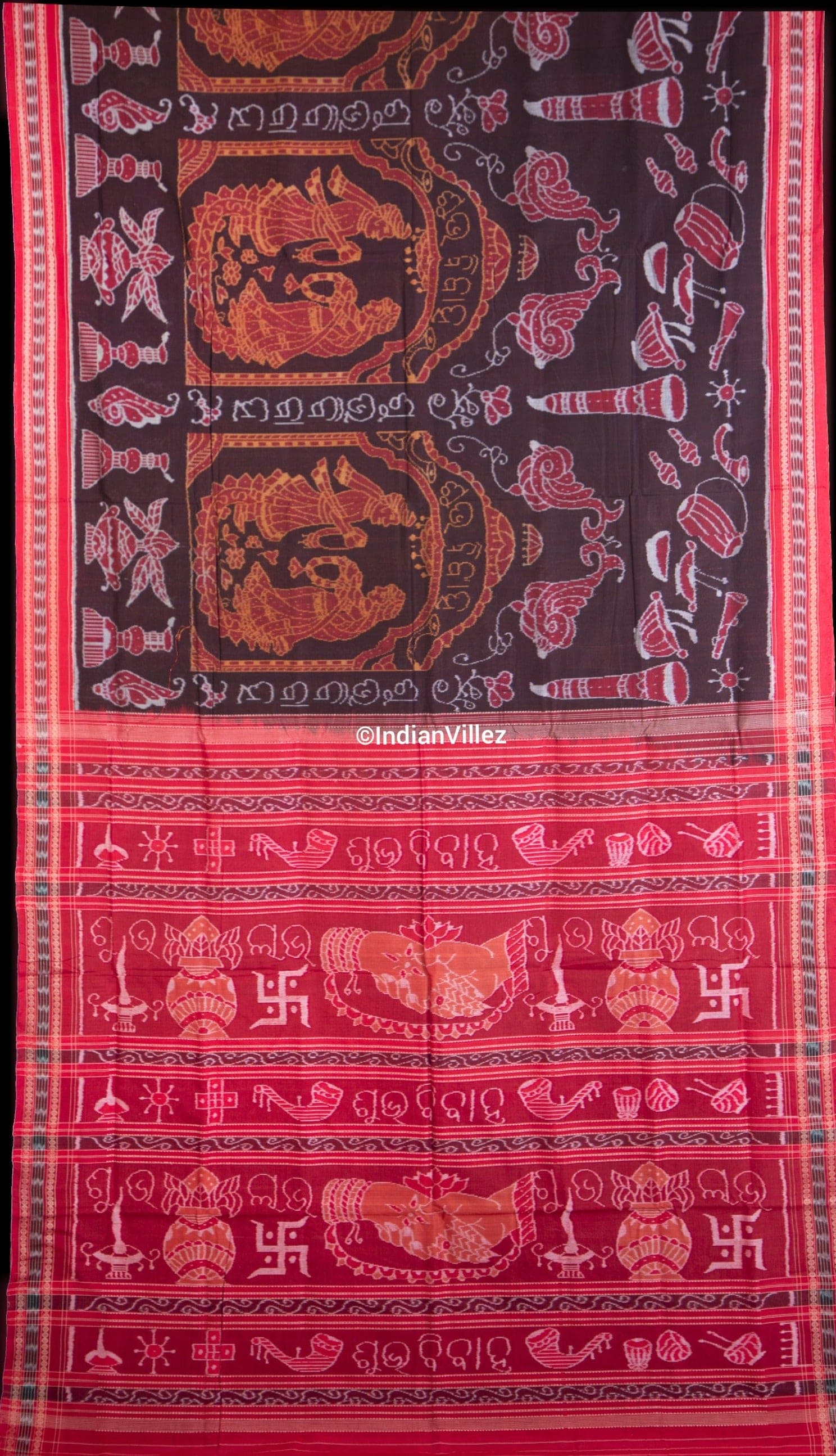 IndianVillèz Subhavivah Odisha Handloom Sambalpuri Ikat Cotton Saree