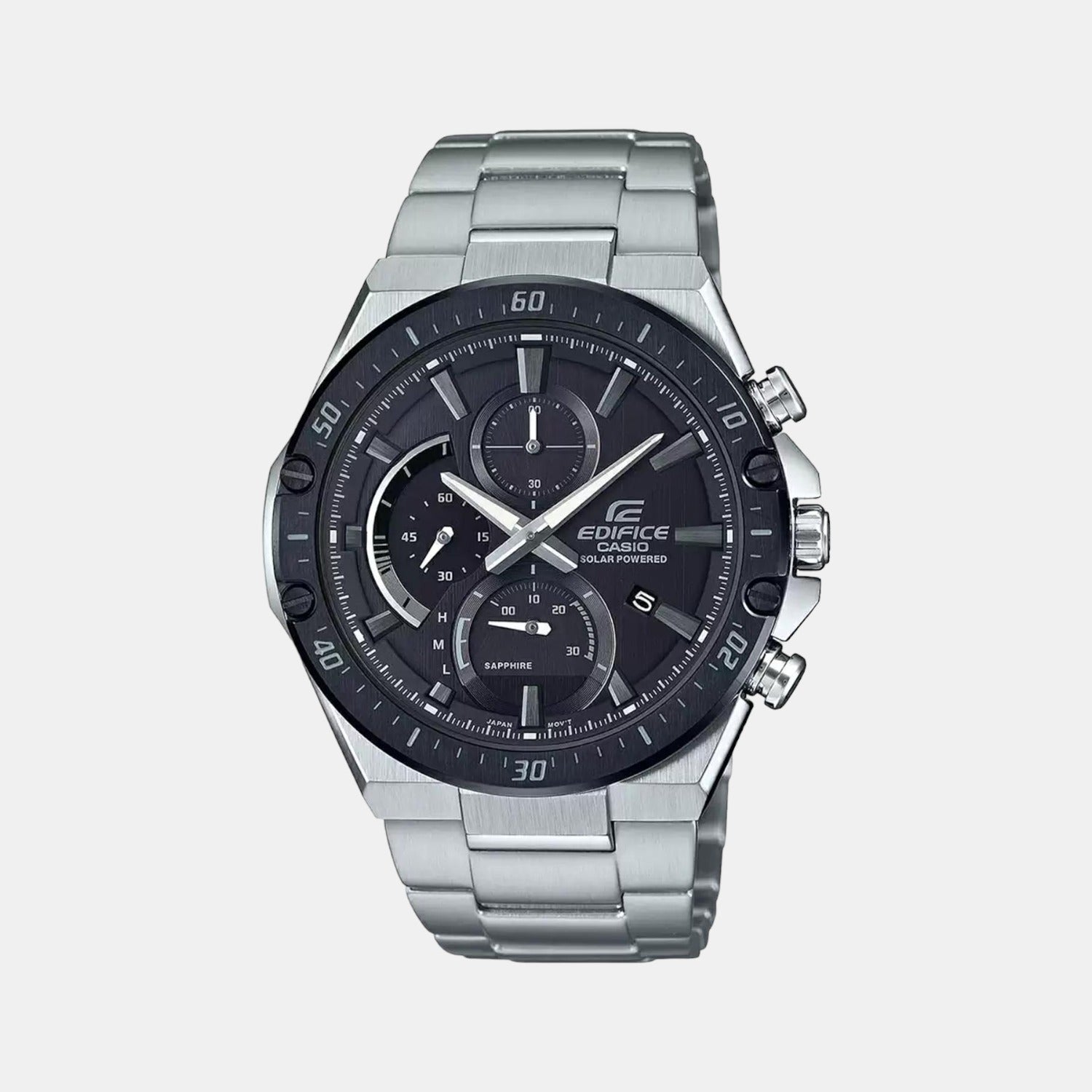 Casio Edifice Men Quartz Black Dial Chronograph Stainless Steel Watch ED498