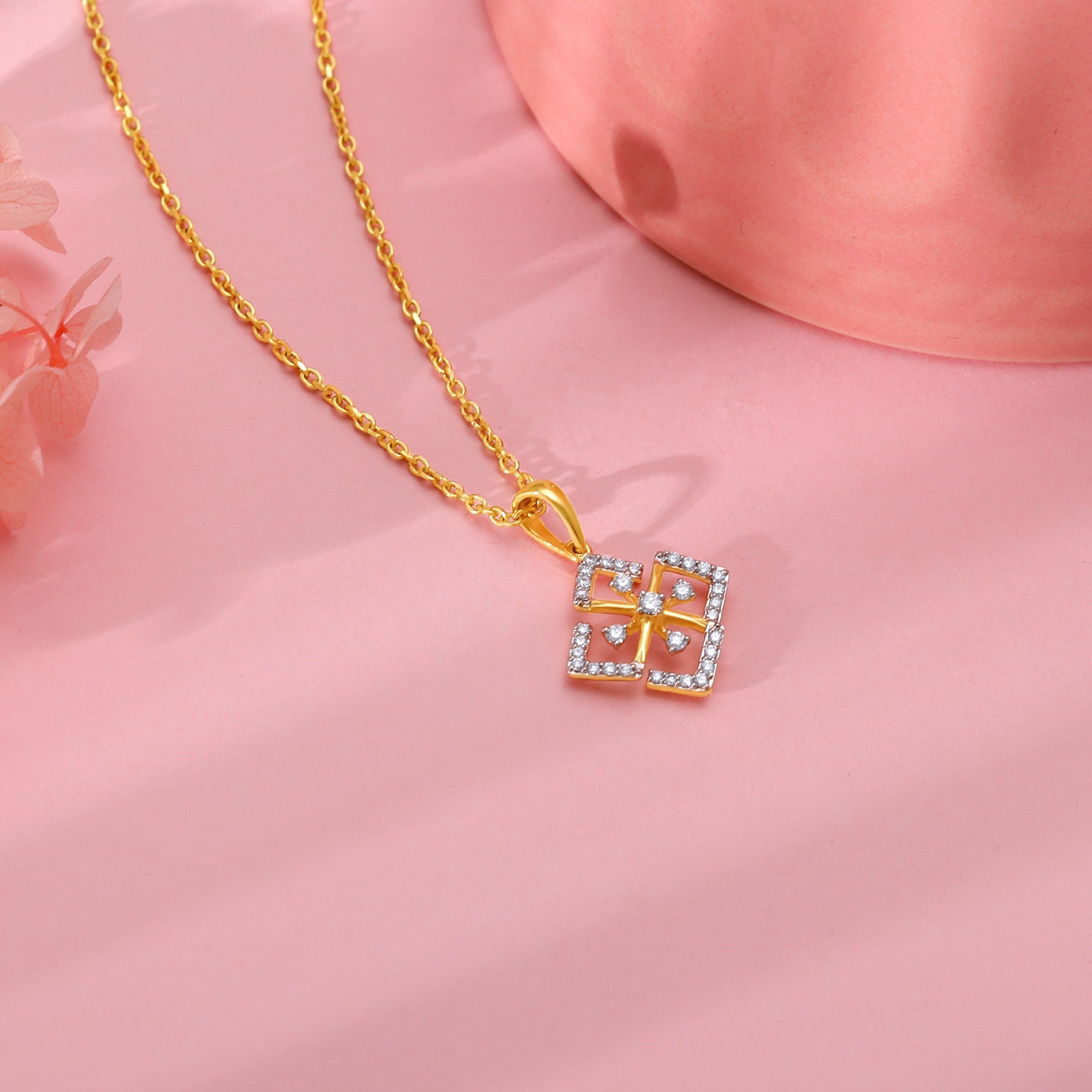 GIVA Jewellery Gold Losange Diamond Pendant - view 2