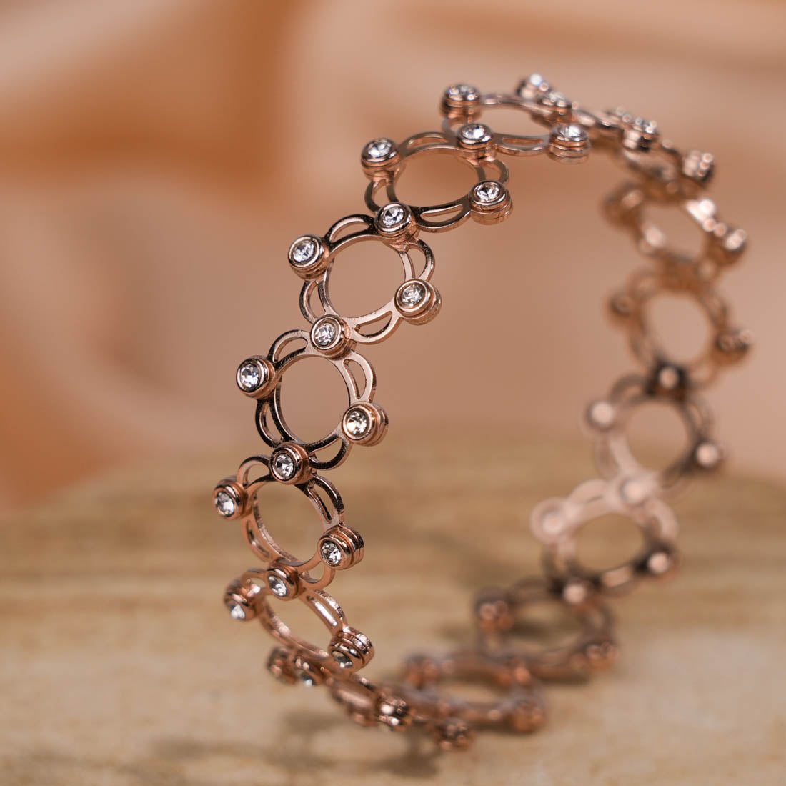 Prinjal Jewellers Rose Gold Plated Silver Ring Cum Bracelet for Women