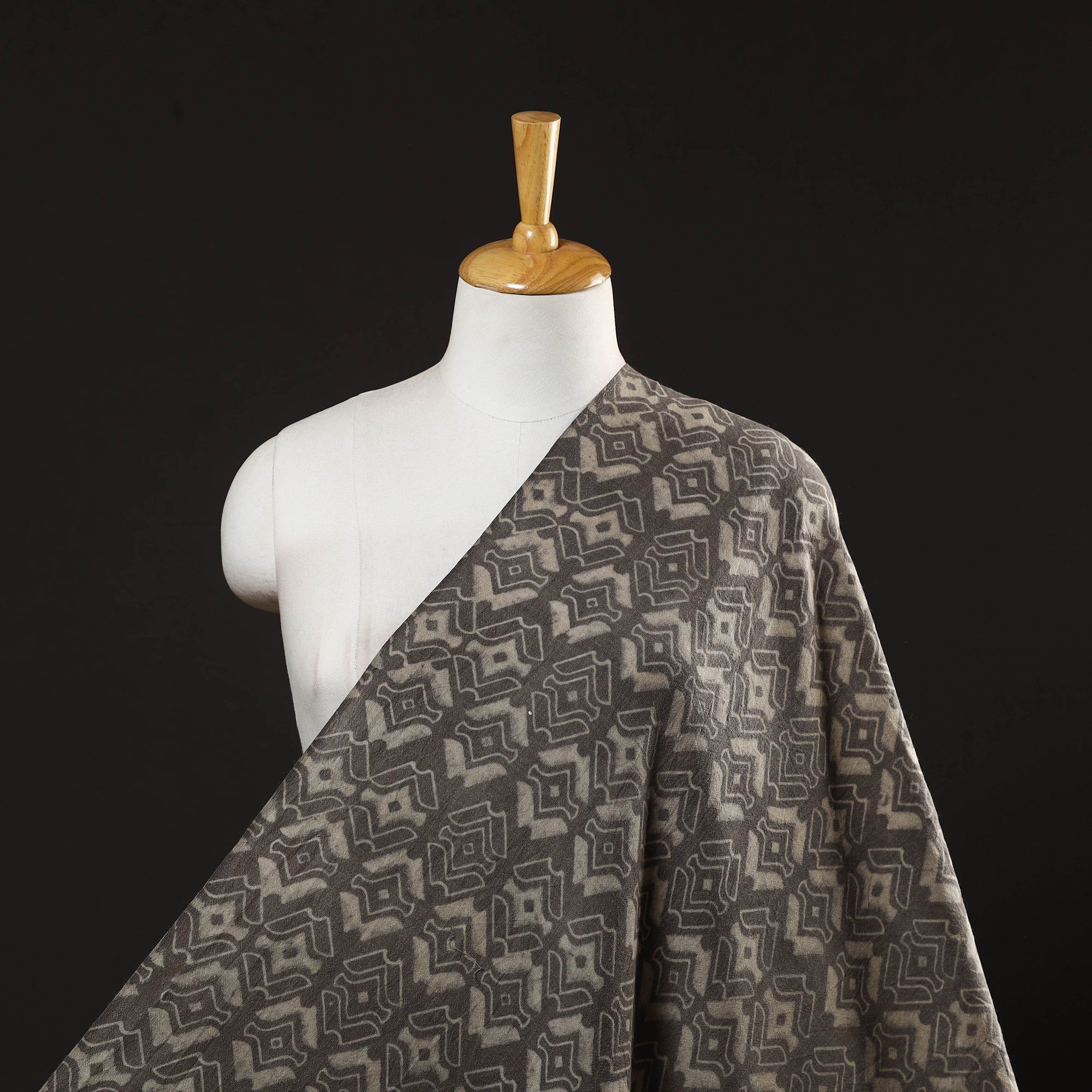 HAVELI CHRONICLES Brown - Pure Wool Handloom Akola Print Fabric 10