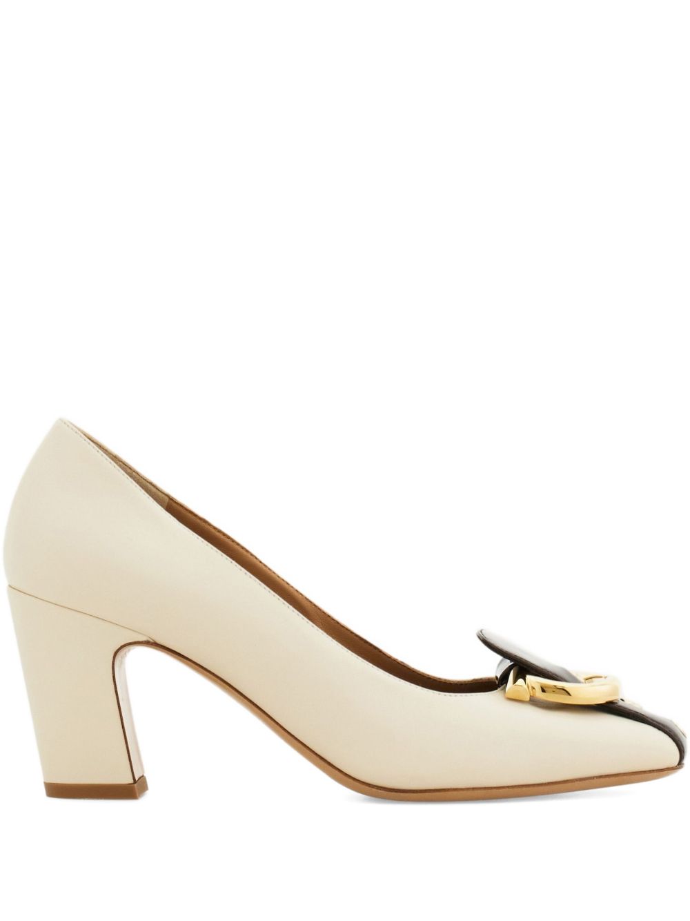 Ferragamo Gancini block heel pump – Outer: Goat Skin 100%