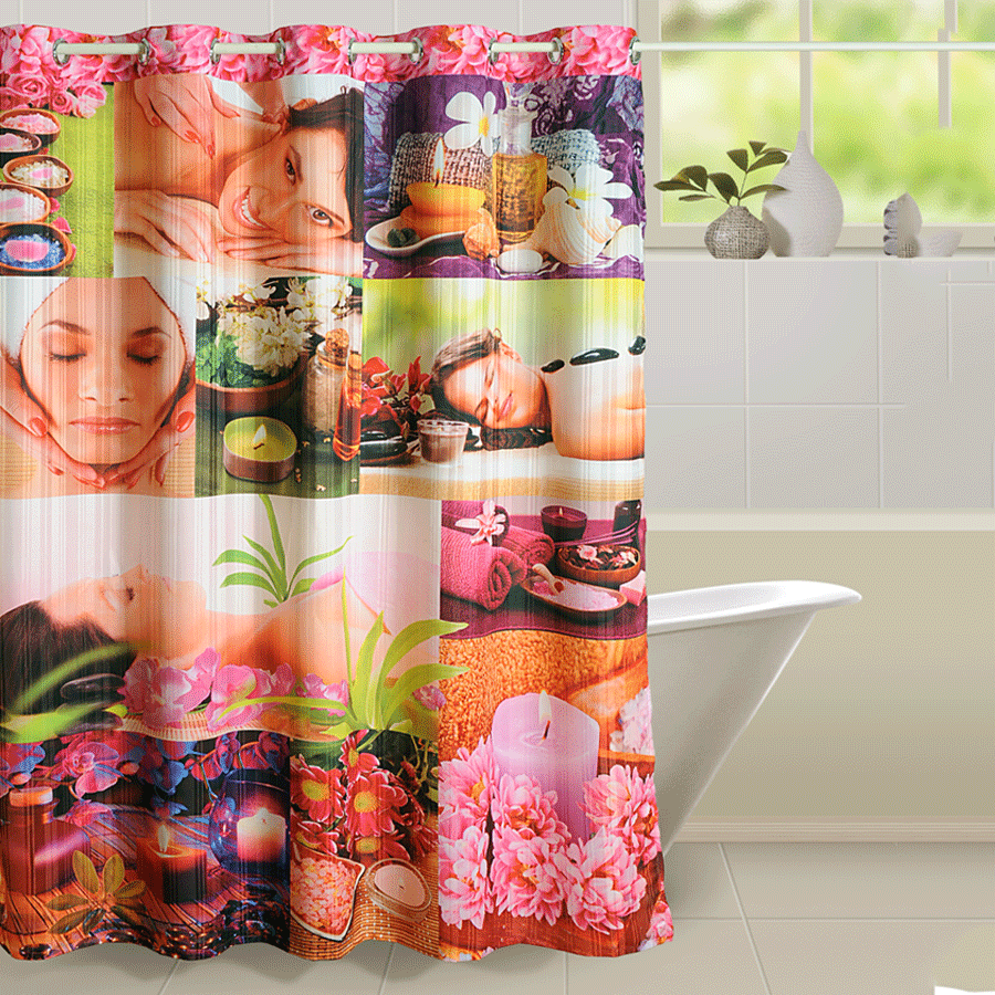 Swayam India Pink Spa Shower Curtains- 5603