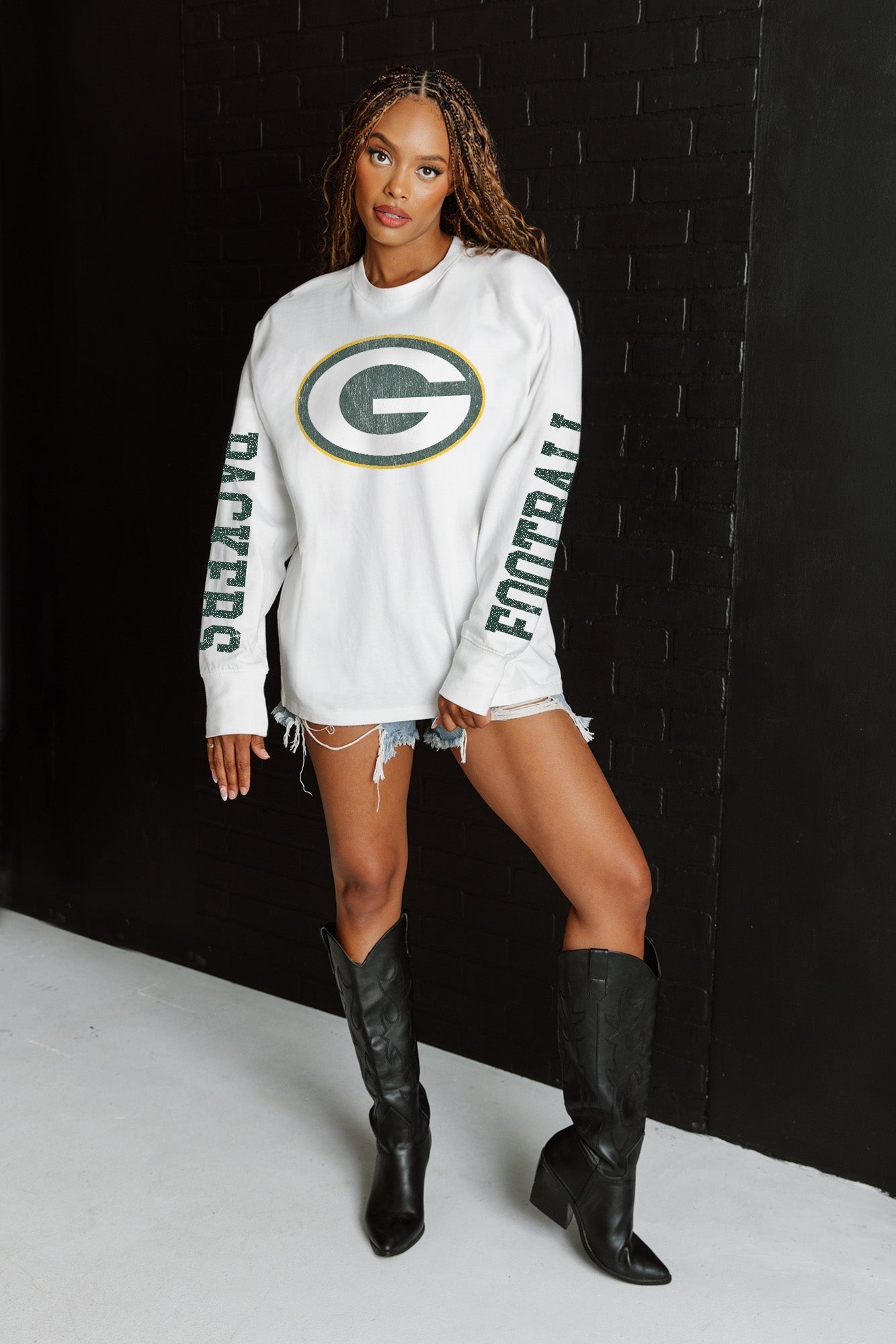 GC X NFL Green Bay Packers Game Plan Oversized Midweight Long Sleeve Tee - view 2