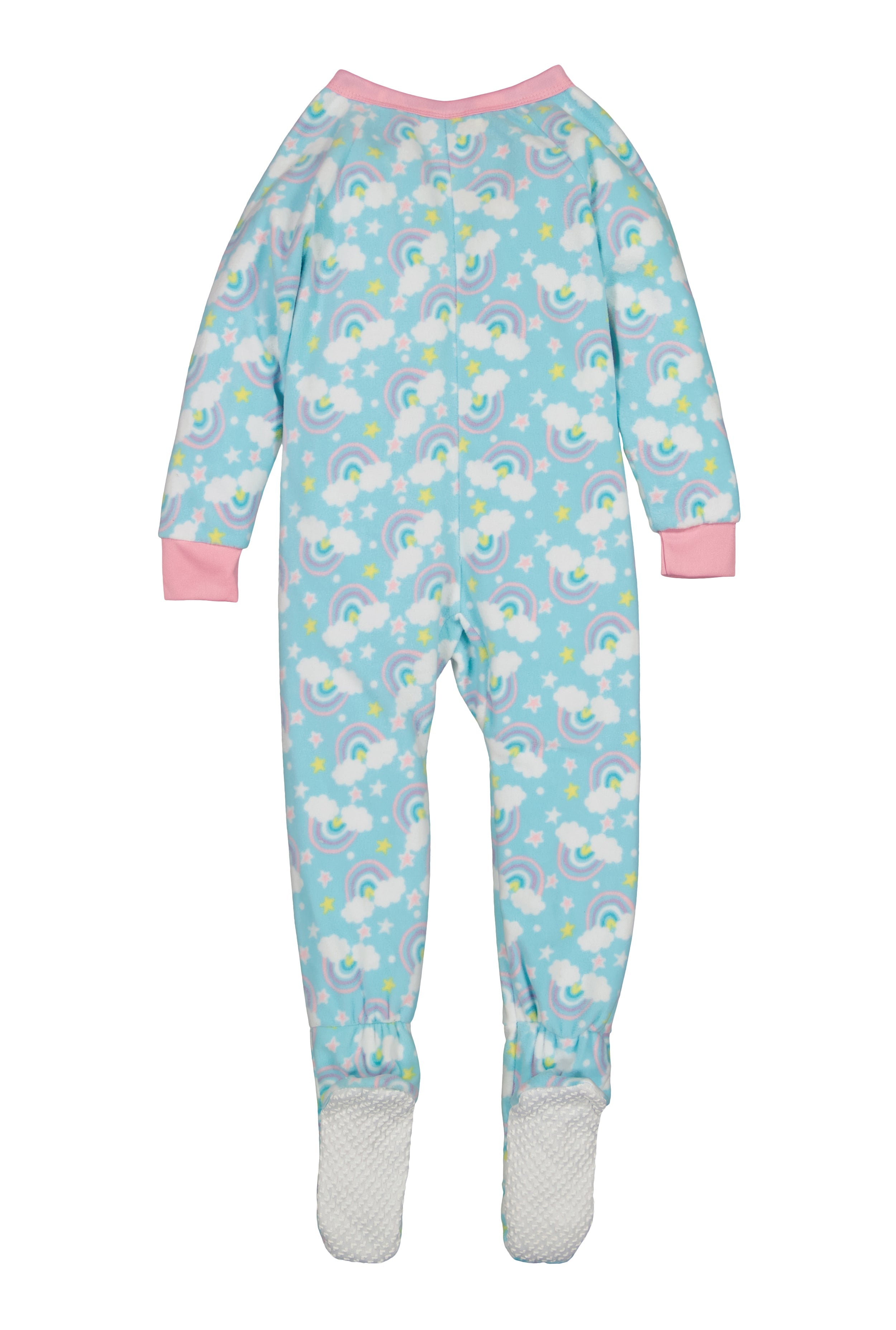 Rainbow Shops Girls Fleece Rainbow Print Footed Pajamas - view 2