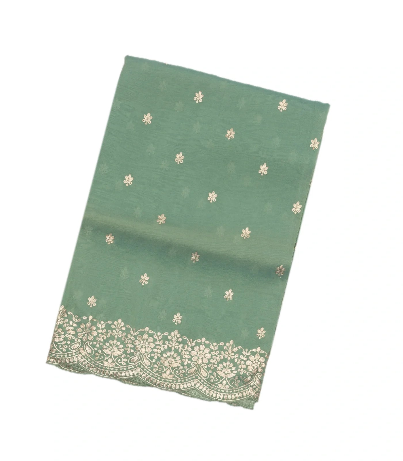 RmKV Aquamarine Woven Viscose Saree With Floral Embroidery