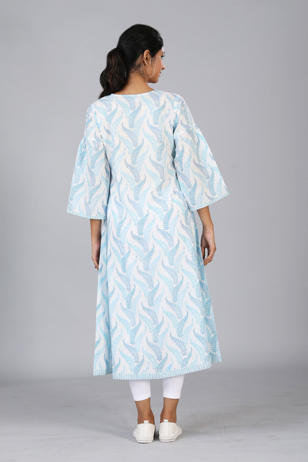 Kalanjali Ethnics Hand block printed kurti – Women's, White - view 5