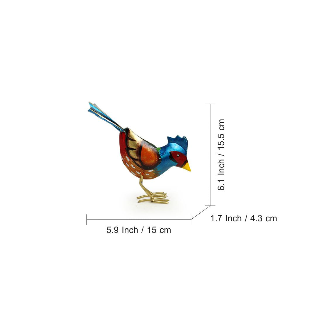 EXCLUSIVELANE 'Bird Buddies' Handpainted Garden Decorative Showpieces In Metal (Set of 2, 6 Inch) - view 7