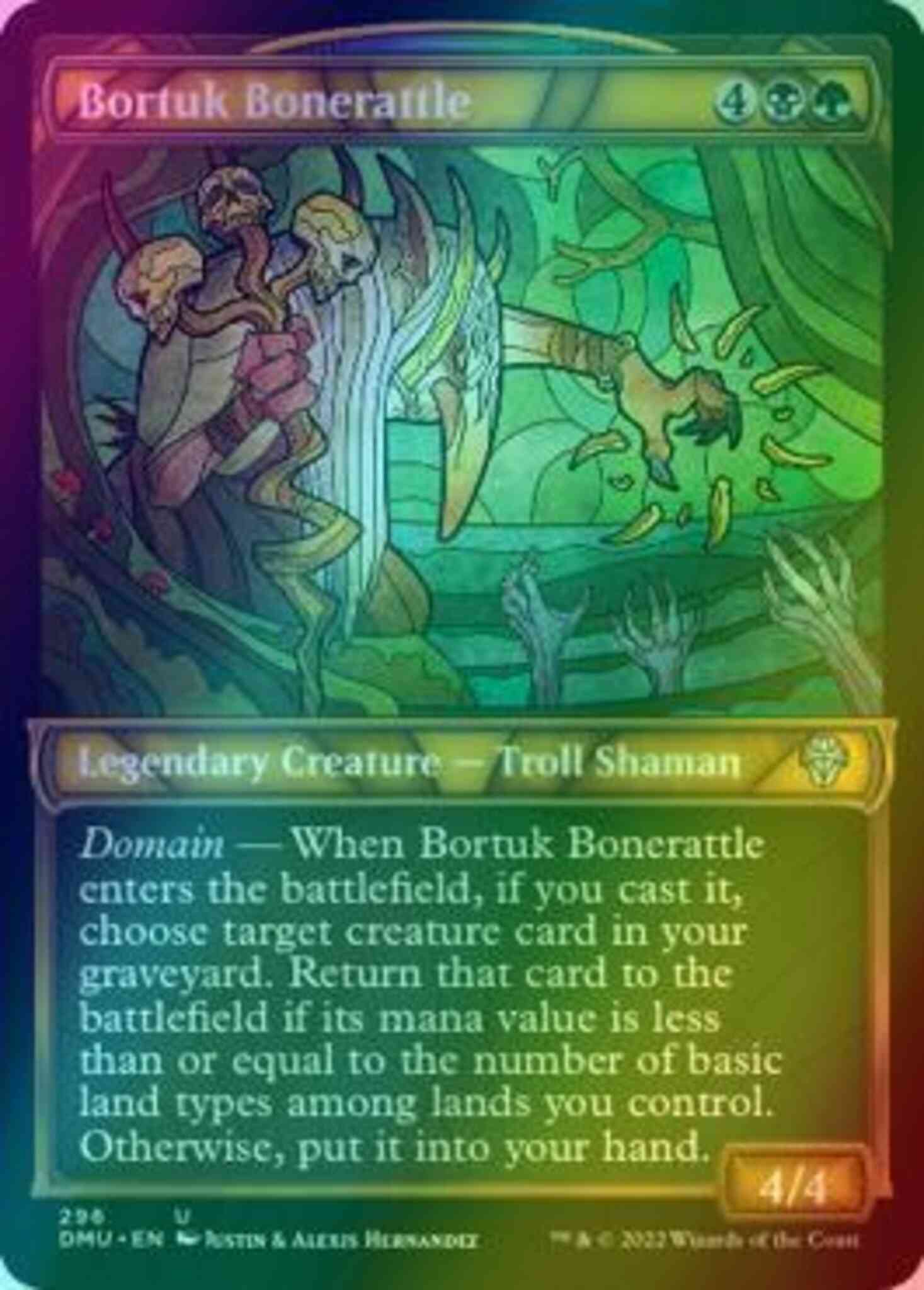 Bortuk bonerattle 296 – Magic Bortuk Bonerattle [296] [Stained Glass Showcase] [Dominaria United] [Foil]