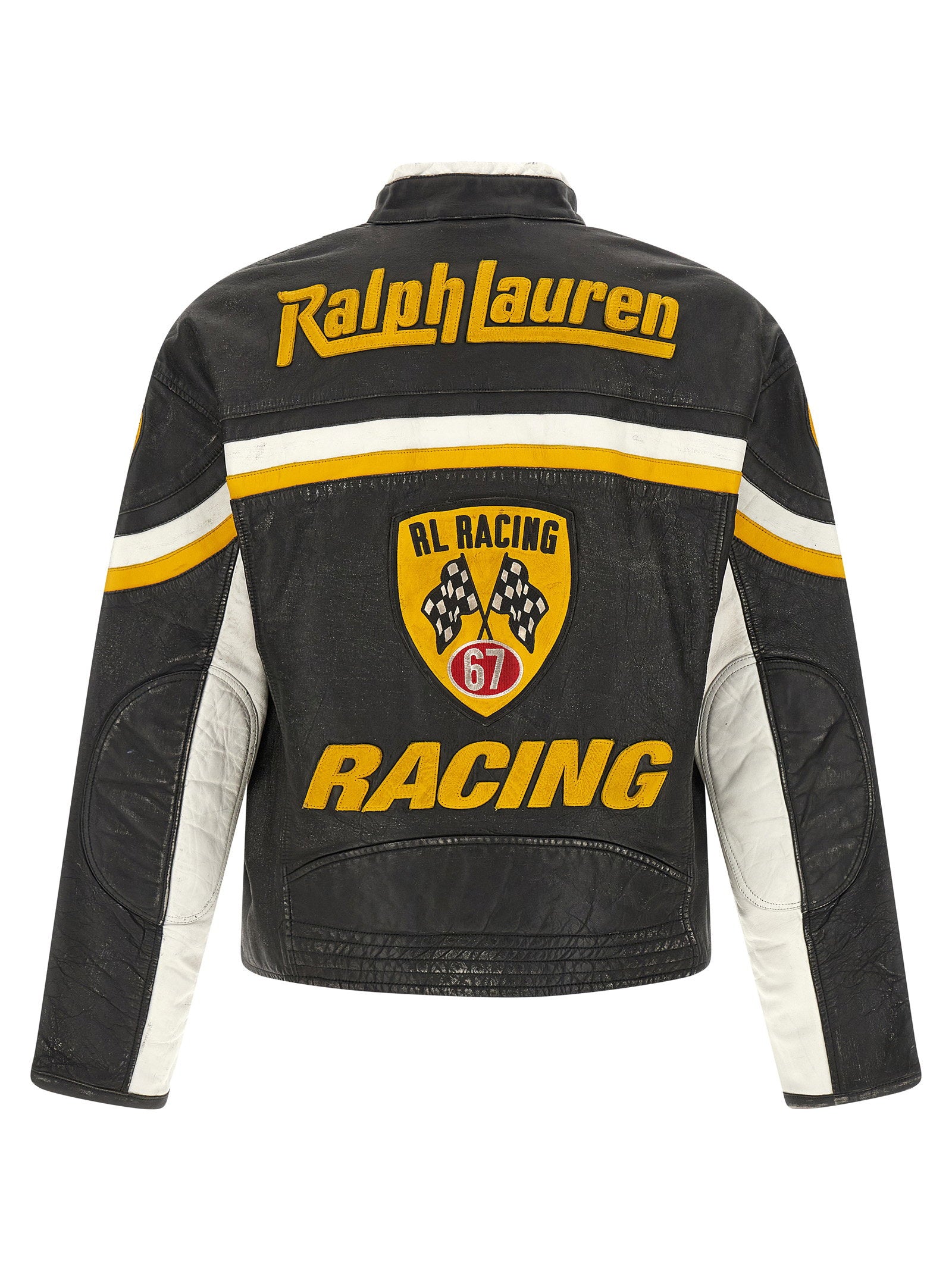 Polo Ralph Lauren Leather Biker Jacket With Patch - view 2
