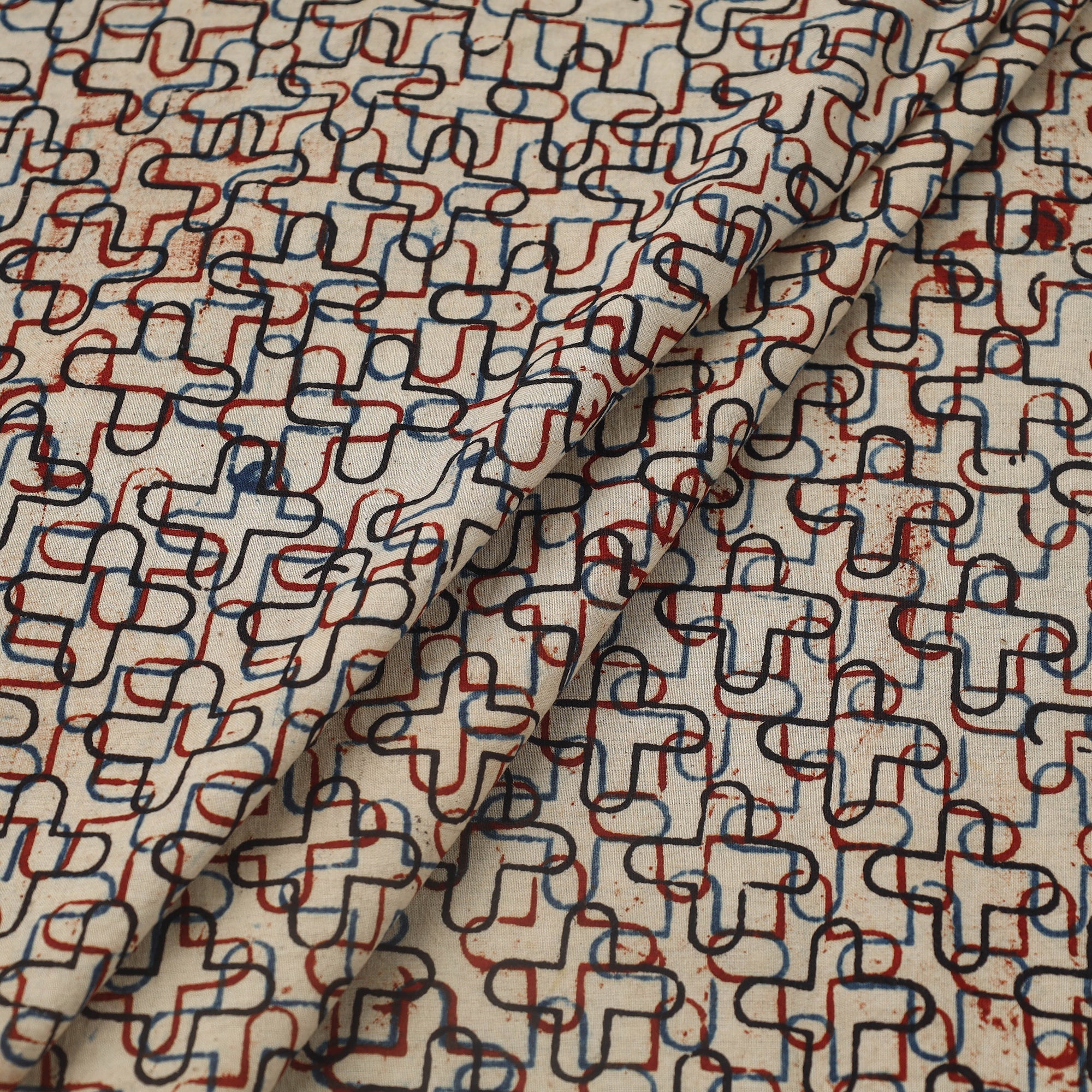 KACHCHH JI CHHAAP Beige - Block Print Cotton Natural Dyed Ajrakh Fabric 33 - view 2
