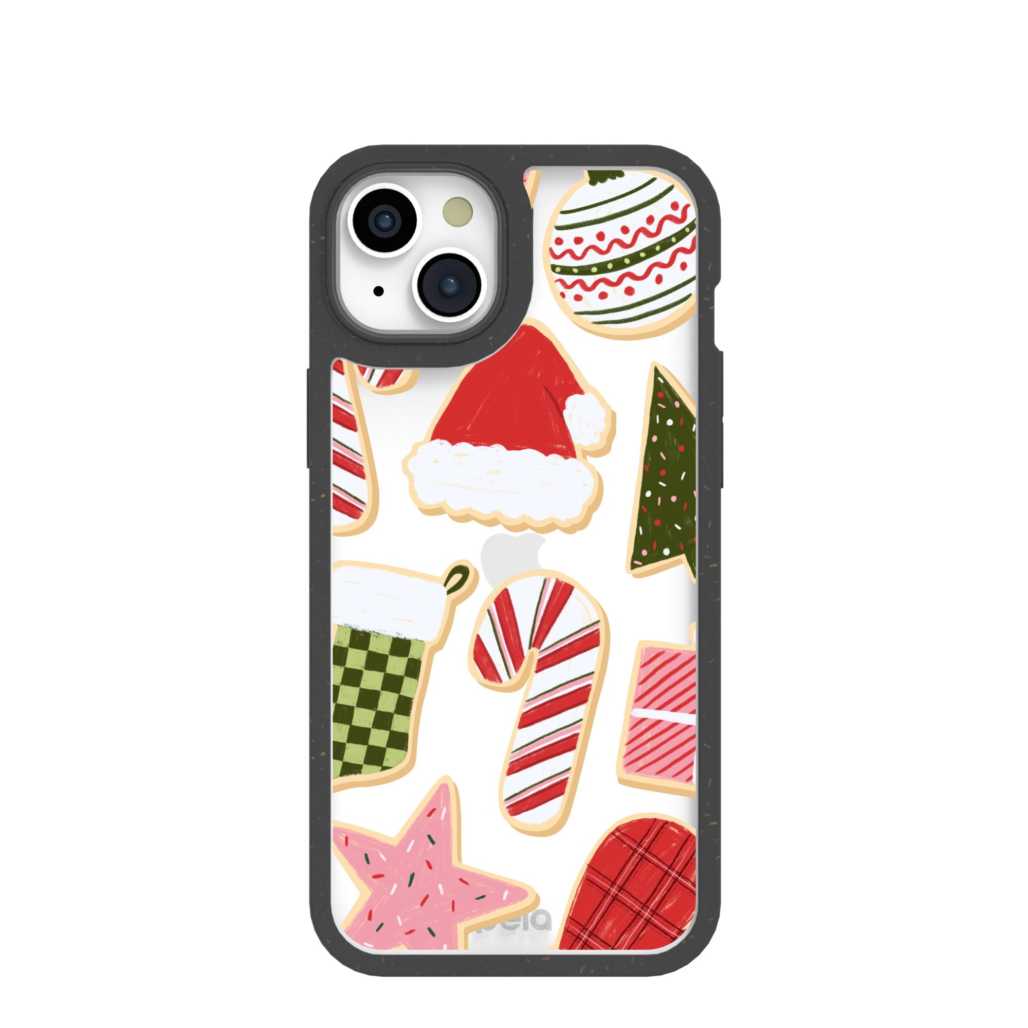BlackTree Clear Festive Cookies iPhone 15 Plus Case With Black Ridge