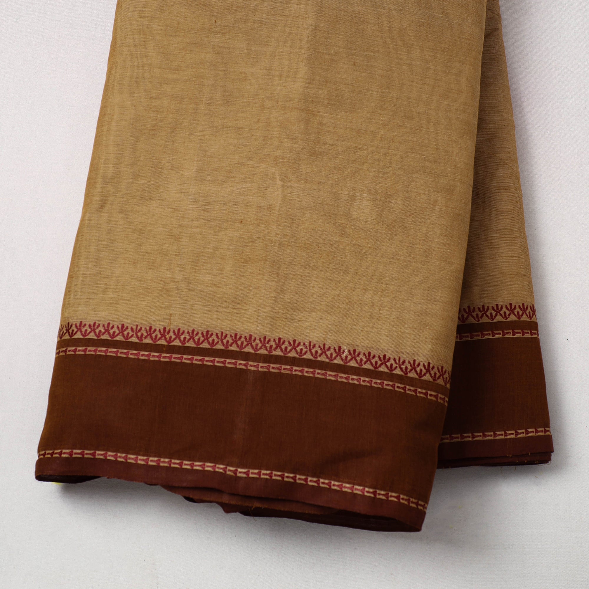 SOUTH KARGHA Brown - Cotton Kanchipuram Fabric with Thread Border 09 - view 2